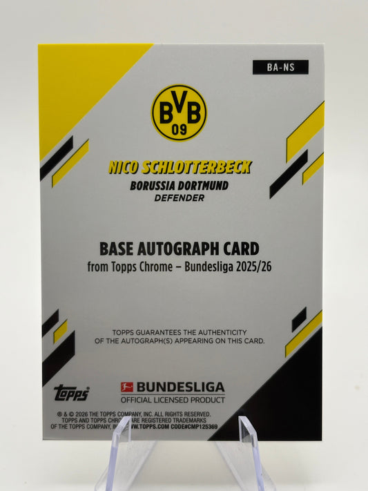 2025-26 Chrome Bundesliga Base Gold Refractor /50 Nico Schlotterbeck Auto FRENLY BRICKS - Open 7 Days