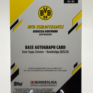 2025-26 Chrome Bundesliga Base Gold Refractor /50 Nico Schlotterbeck Auto FRENLY BRICKS - Open 7 Days