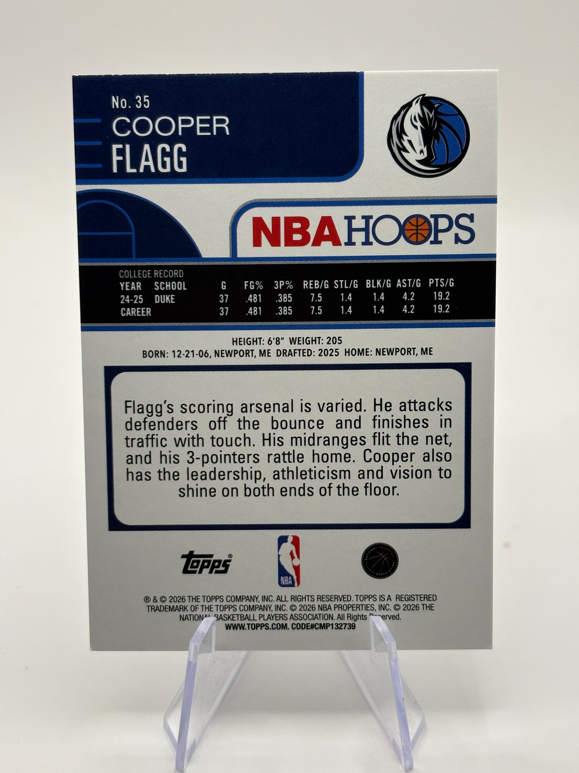 2025 Topps NBA Hoops Cooper Flagg RC Silver Foil Dallas Mavericks Rookie #35 FRENLY BRICKS - Open 7 Days