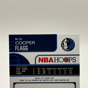 2025 Topps NBA Hoops Cooper Flagg RC Silver Foil Dallas Mavericks Rookie #35 FRENLY BRICKS - Open 7 Days