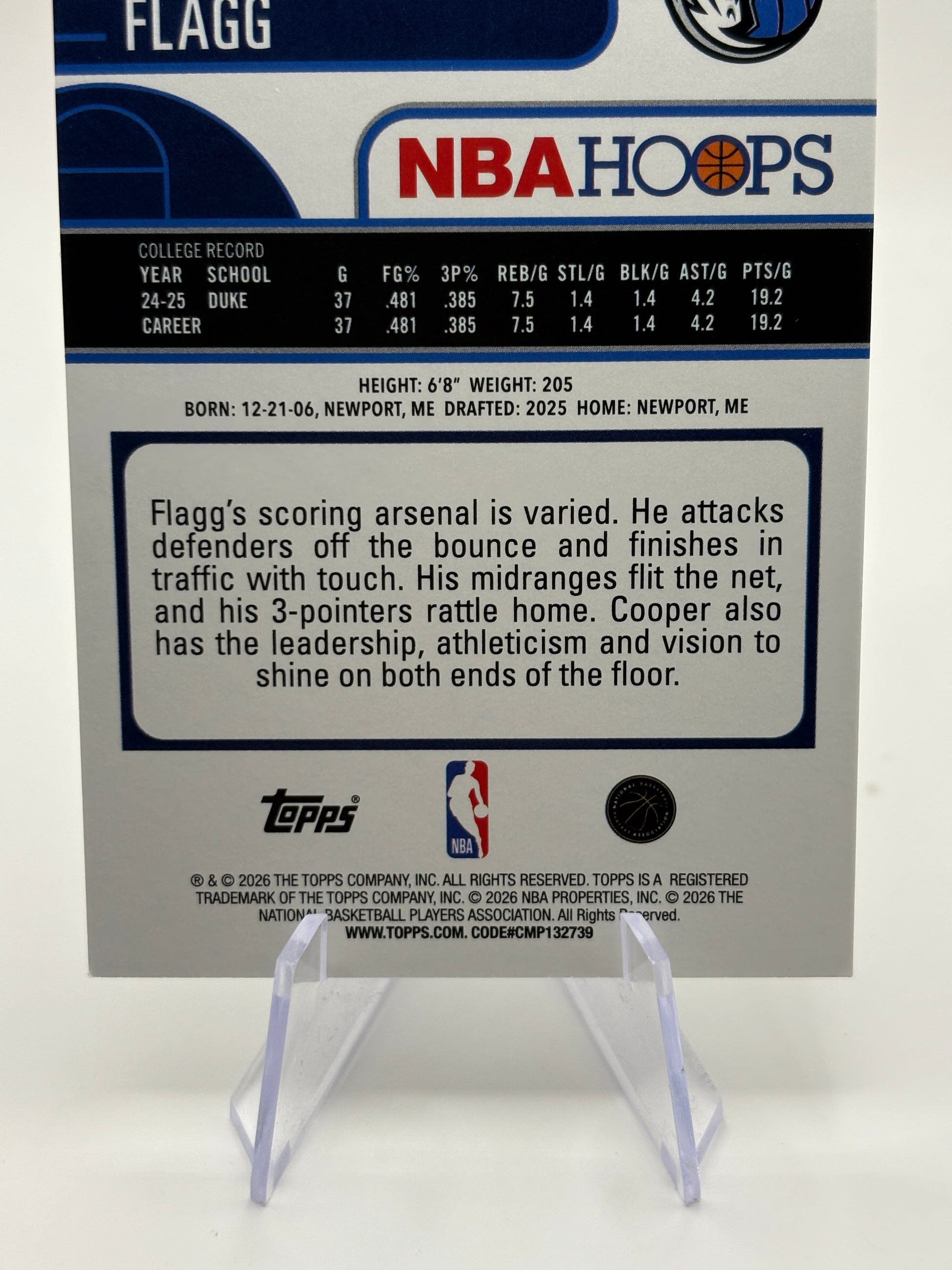 2025 Topps NBA Hoops Cooper Flagg RC Silver Foil Dallas Mavericks Rookie #35 FRENLY BRICKS - Open 7 Days