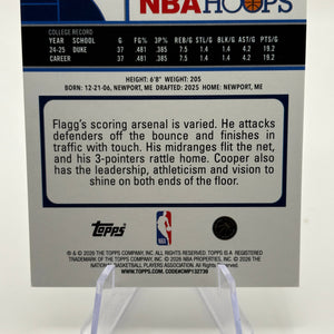 2025 Topps NBA Hoops Cooper Flagg RC Silver Foil Dallas Mavericks Rookie #35 FRENLY BRICKS - Open 7 Days