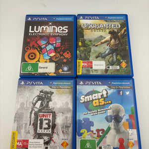 PlayStation Vita Video Game Lot - Unit 13 / Uncharted / Smart As / Lumimes FRENLY BRICKS - Open 7 Days