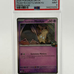 2025 Pokemon Destined Rivals - Team Rockets Mimikyu Pre Release PSA 10 (1) FRENLY BRICKS - Open 7 Days