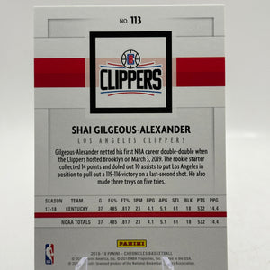 2018-19 Panini Chronicles #113 Shai Gilgeous-Alexander Rookie Card FRENLY BRICKS - Open 7 Days