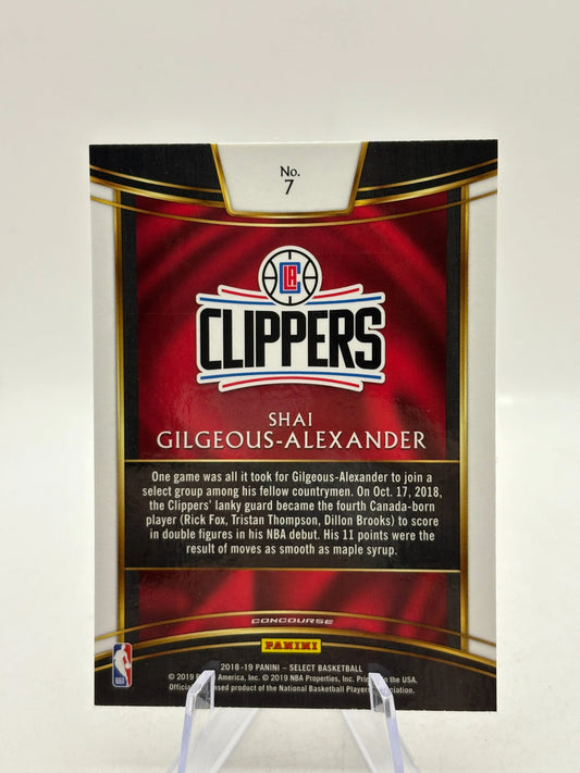2018-19 Panini Select #7 Shai Gilgeous-Alexander Rookie Card (2) FRENLY BRICKS - Open 7 Days