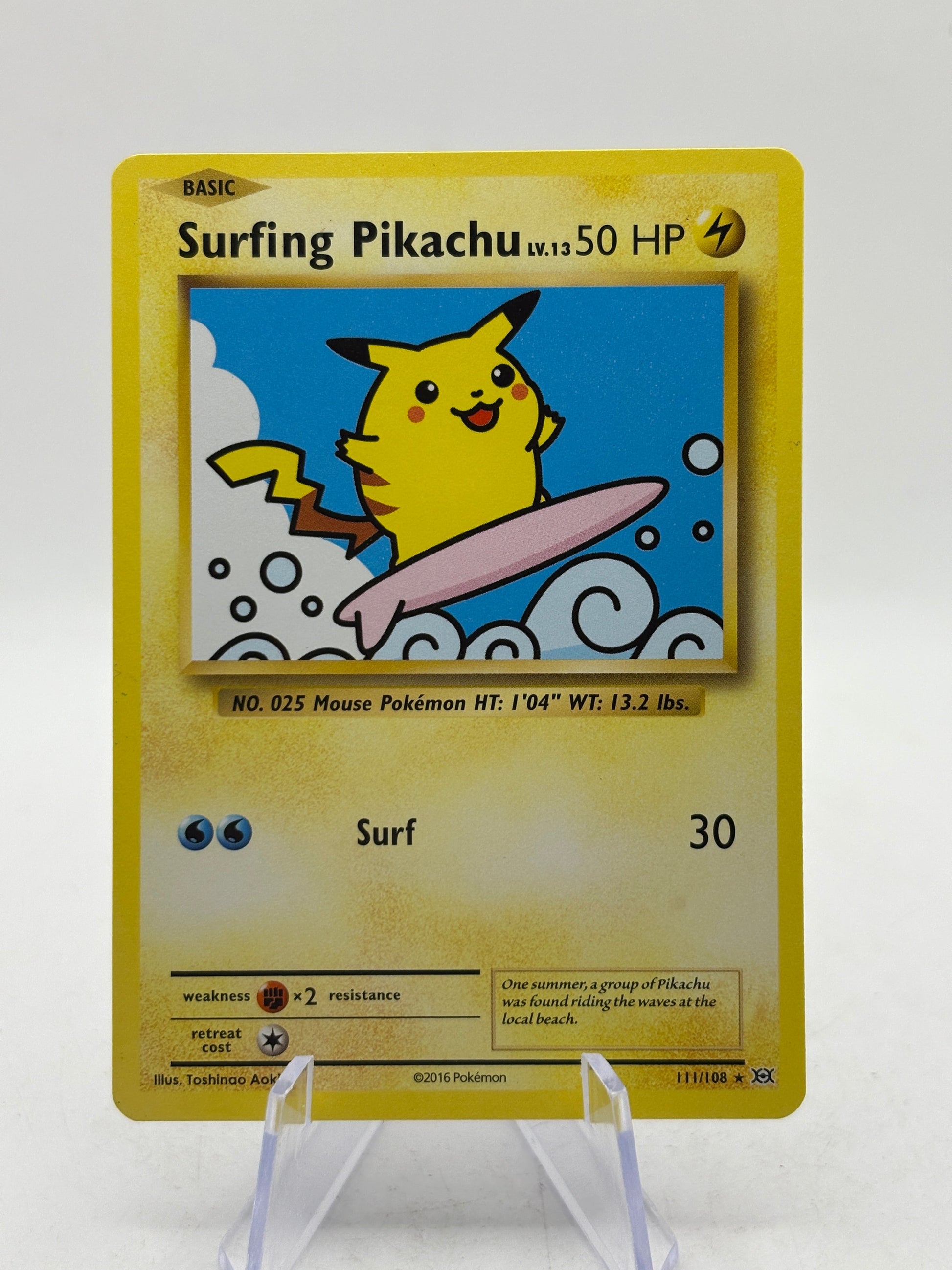Pokemon TCG XY Evolutions - Surfing Pikachu 111/108 Secret Rare LP FRENLY BRICKS - Open 7 Days