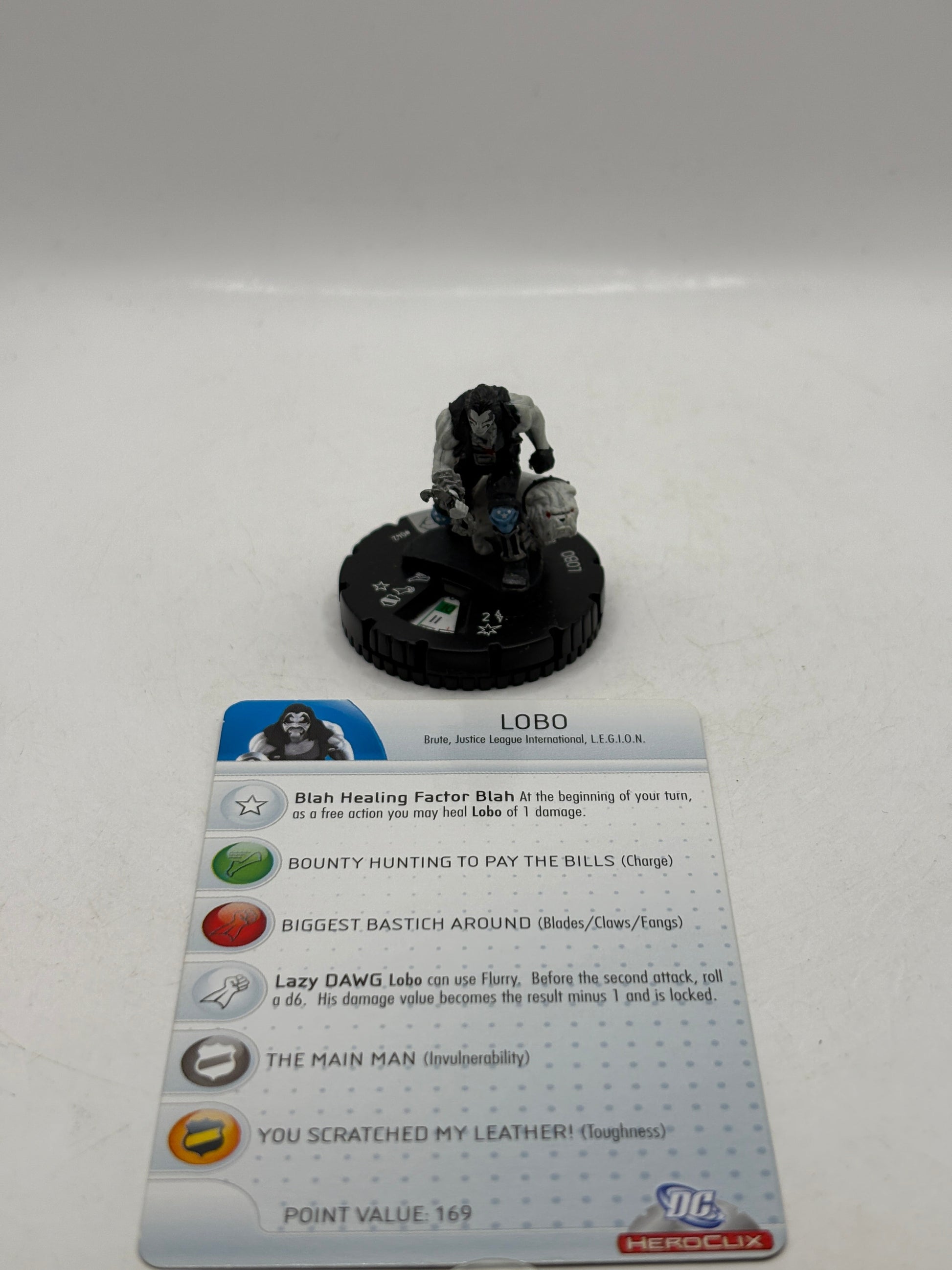 DC HeroClix Rare #042 Lobo Figure Loose with Card FRENLY BRICKS - Open 7 Days