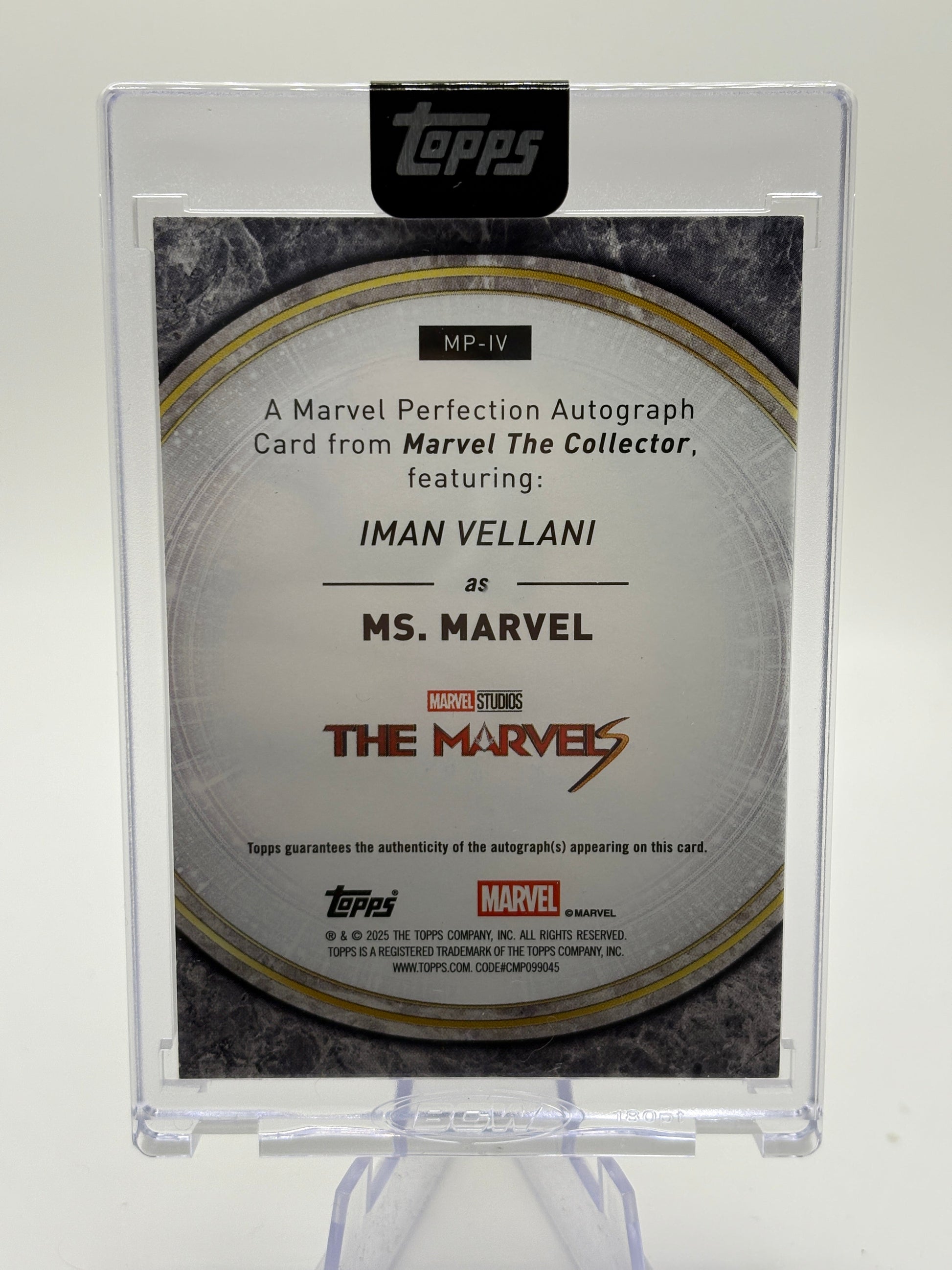 2025 Topps Marvel the Collector Perfection /100 Ms. Marvel Iman Vellani Auto FRENLY BRICKS - Open 7 Days