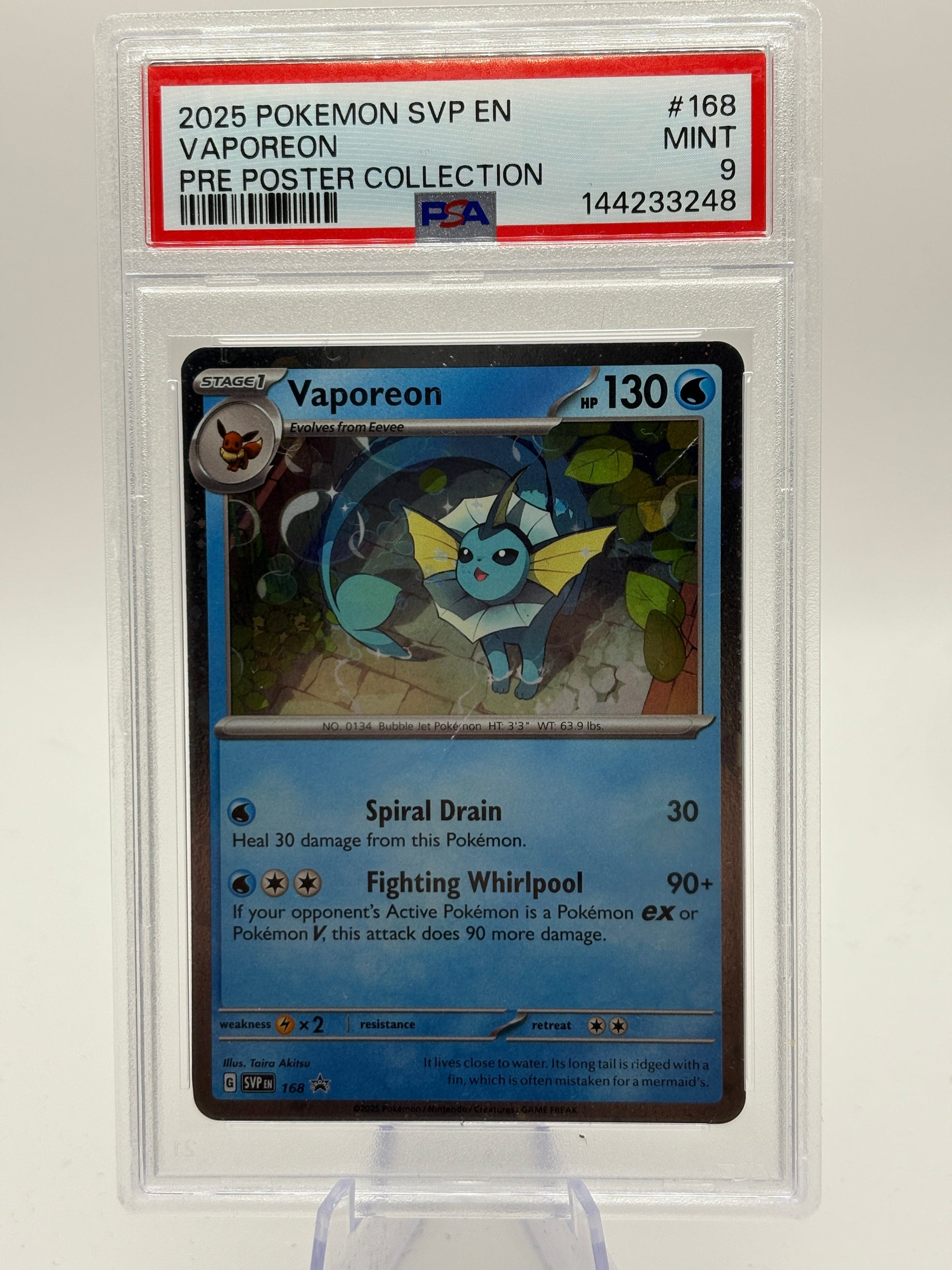 2025 Pokemon SVP Promo - Vaporeon SVP168 Black Star Promo PSA 9 FRENLY BRICKS - Open 7 Days