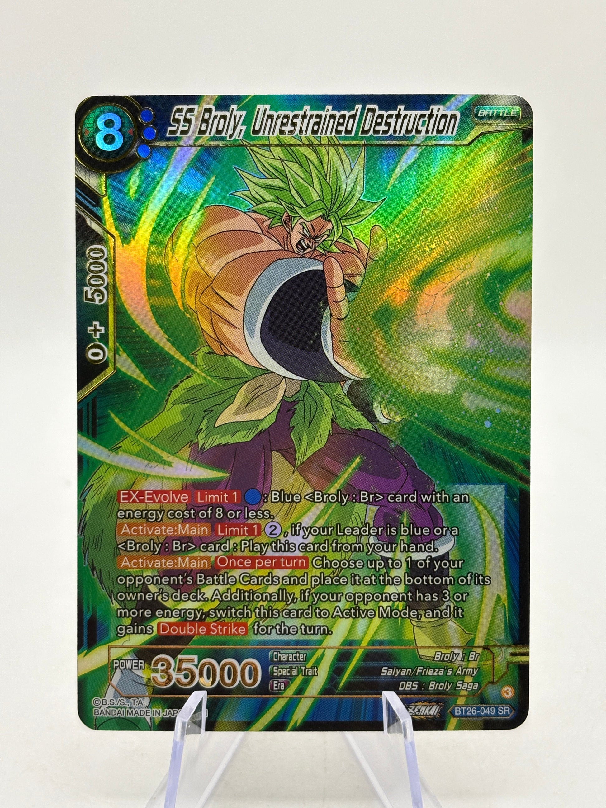 Dragon Ball Super Masters - SS Broly, Unrestrained Destruction BT26-049 SR Gold FRENLY BRICKS - Open 7 Days