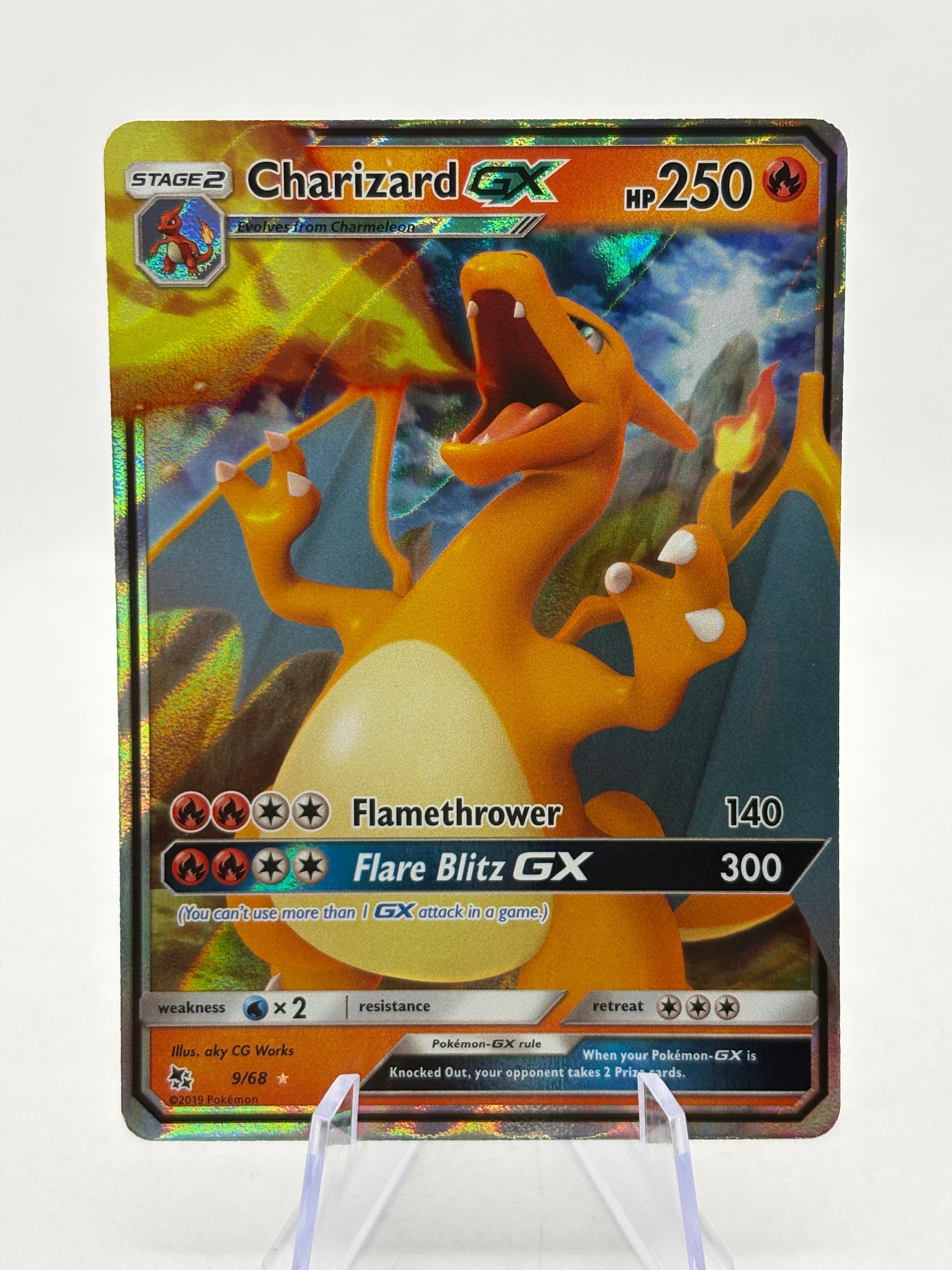 Pokemon TCG Sun Moon Hidden Fates - Charizard GX 9/68 Full Art LP FRENLY BRICKS - Open 7 Days