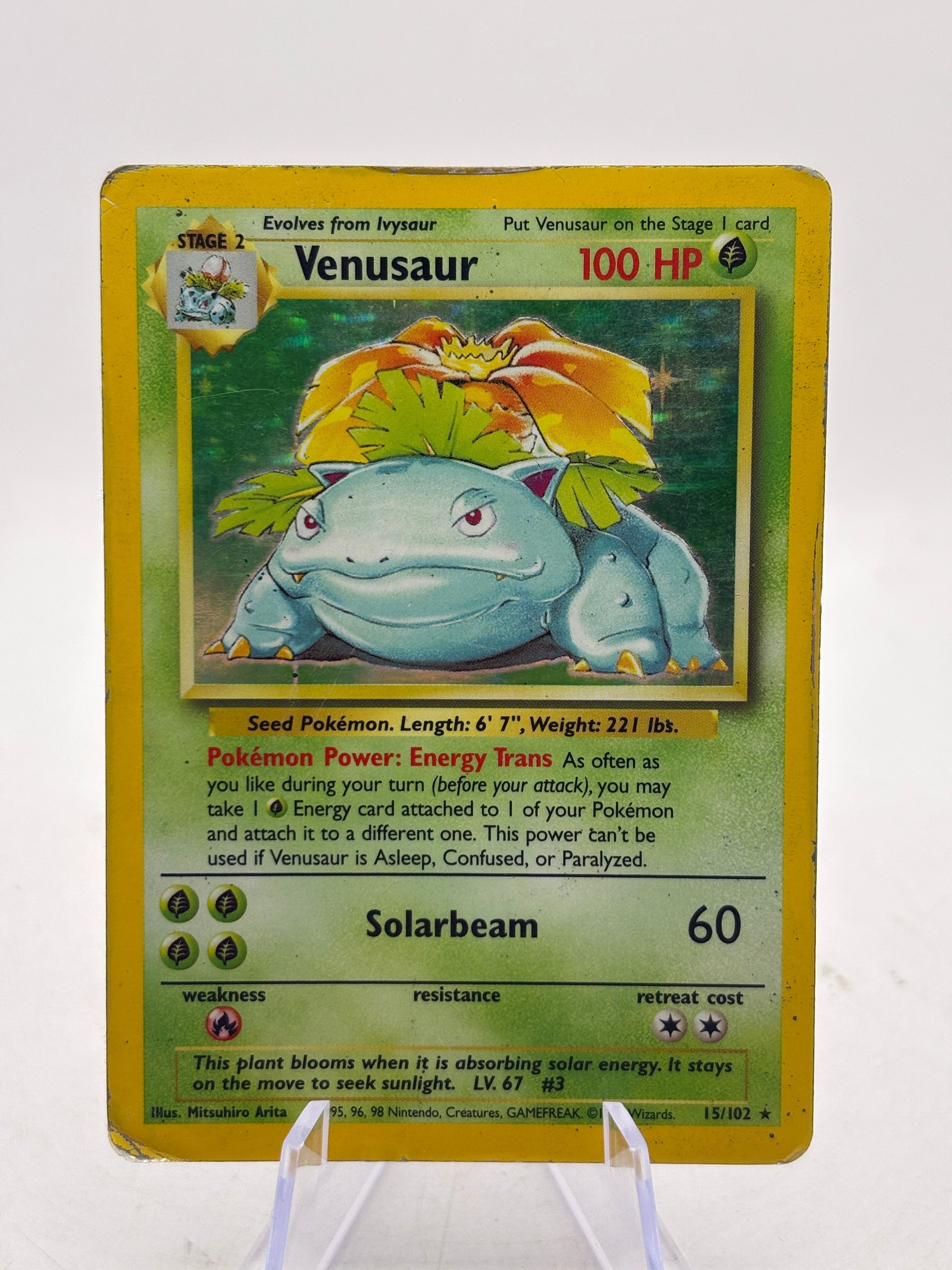 Venusaur Base Set 15/102 1995 Pokémon TCG - Unlimited - Holo Rare - HP/DMG FRENLY BRICKS - Open 7 Days