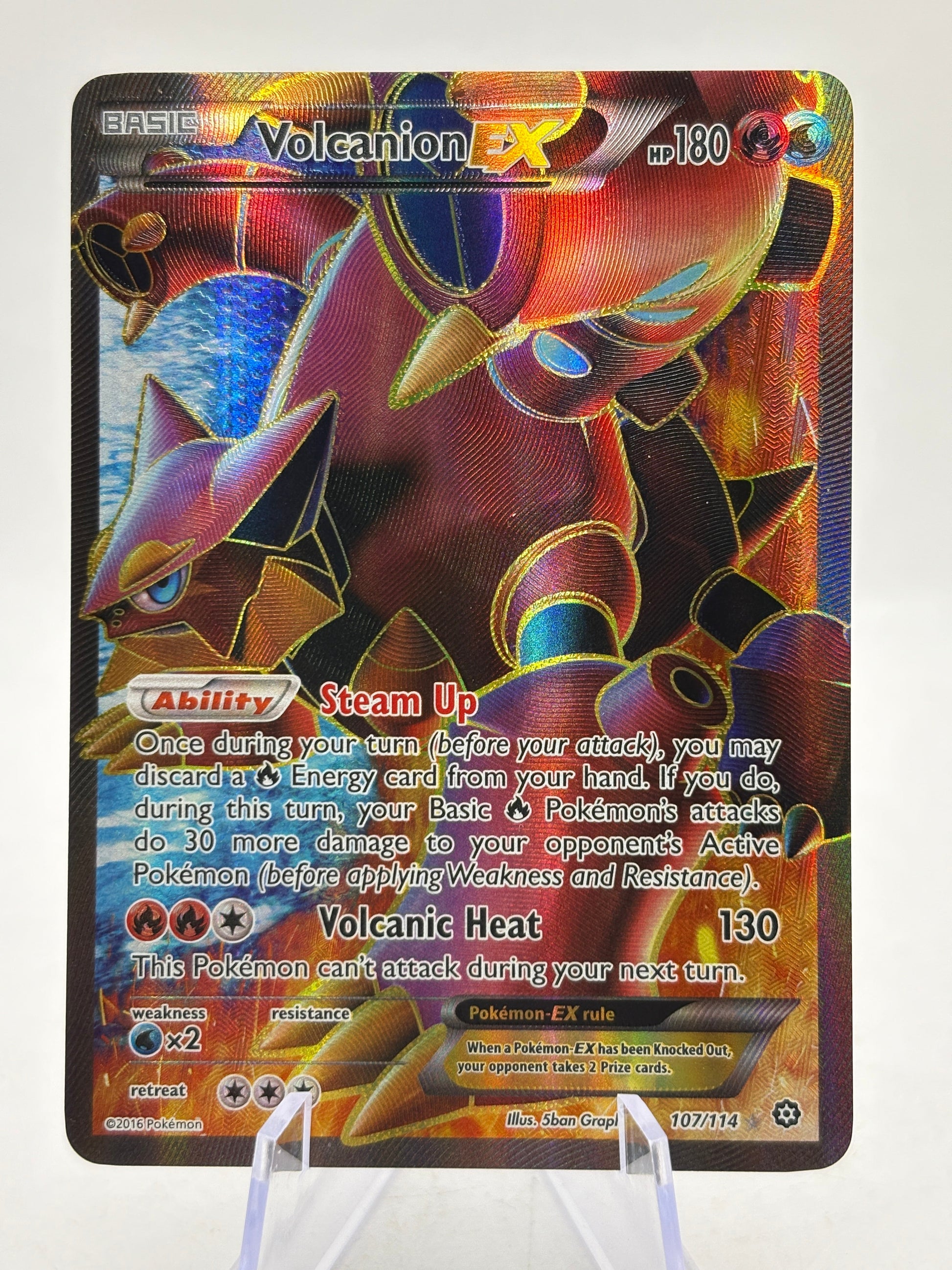 Pokemon TCG XY Steam Siege - Volcanion EX 107/114 Full Art LP FRENLY BRICKS - Open 7 Days