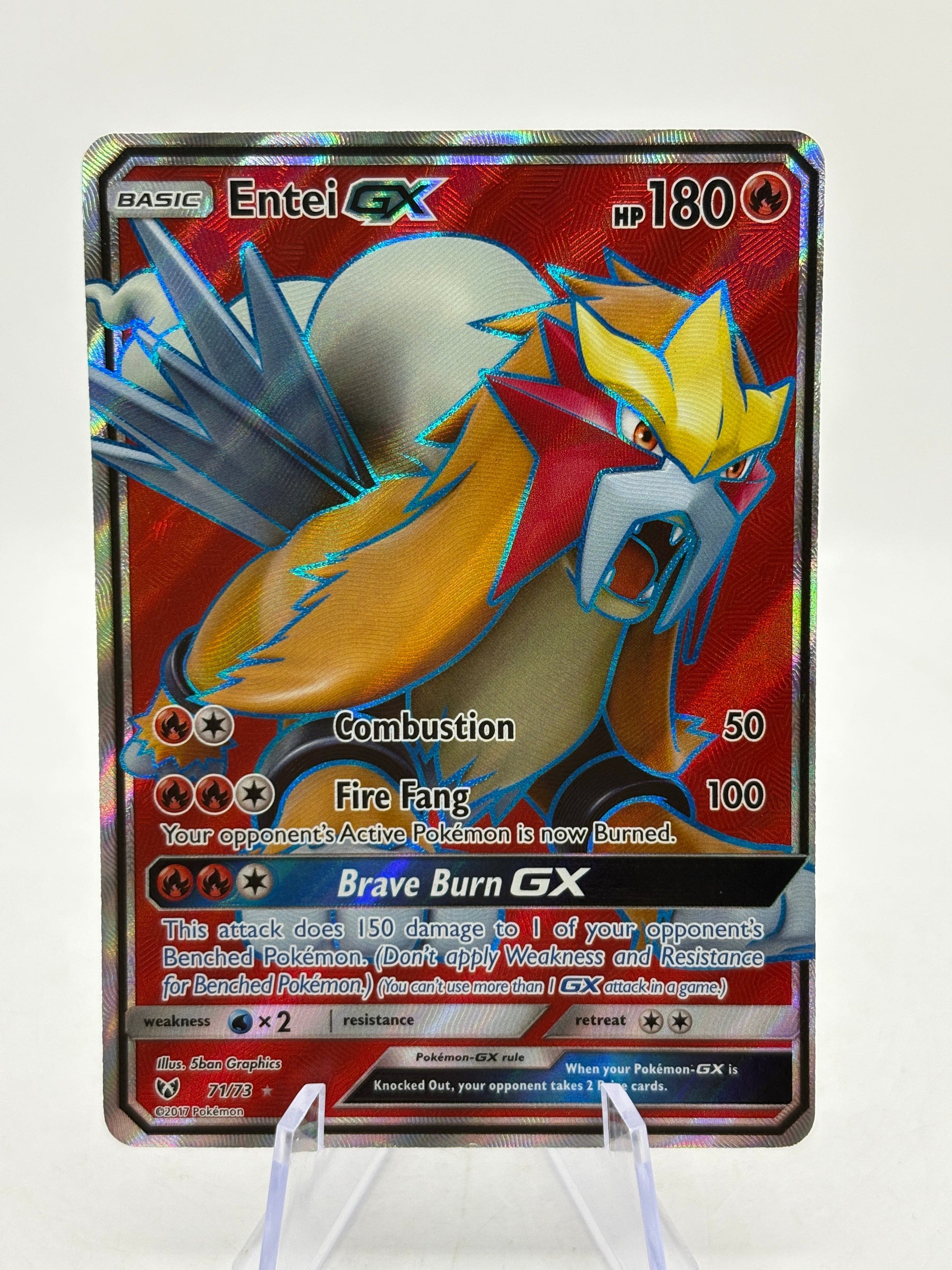 Pokemon TCG Sun Moon Shining Legends - Entei GX 71/73 Full Art LP (1) FRENLY BRICKS - Open 7 Days