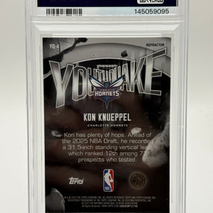 2025 TOPPS CHROME YOUTHQUAKE REFRACTOR #YQ-4 KON KNUEPPEL ROOKIE RC PSA 9 FRENLY BRICKS - Open 7 Days