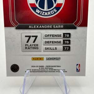 2024-25 Panini Prizm Monopoly Alexandre Sarr Rookie White Money Case Hit SP MINT FRENLY BRICKS - Open 7 Days