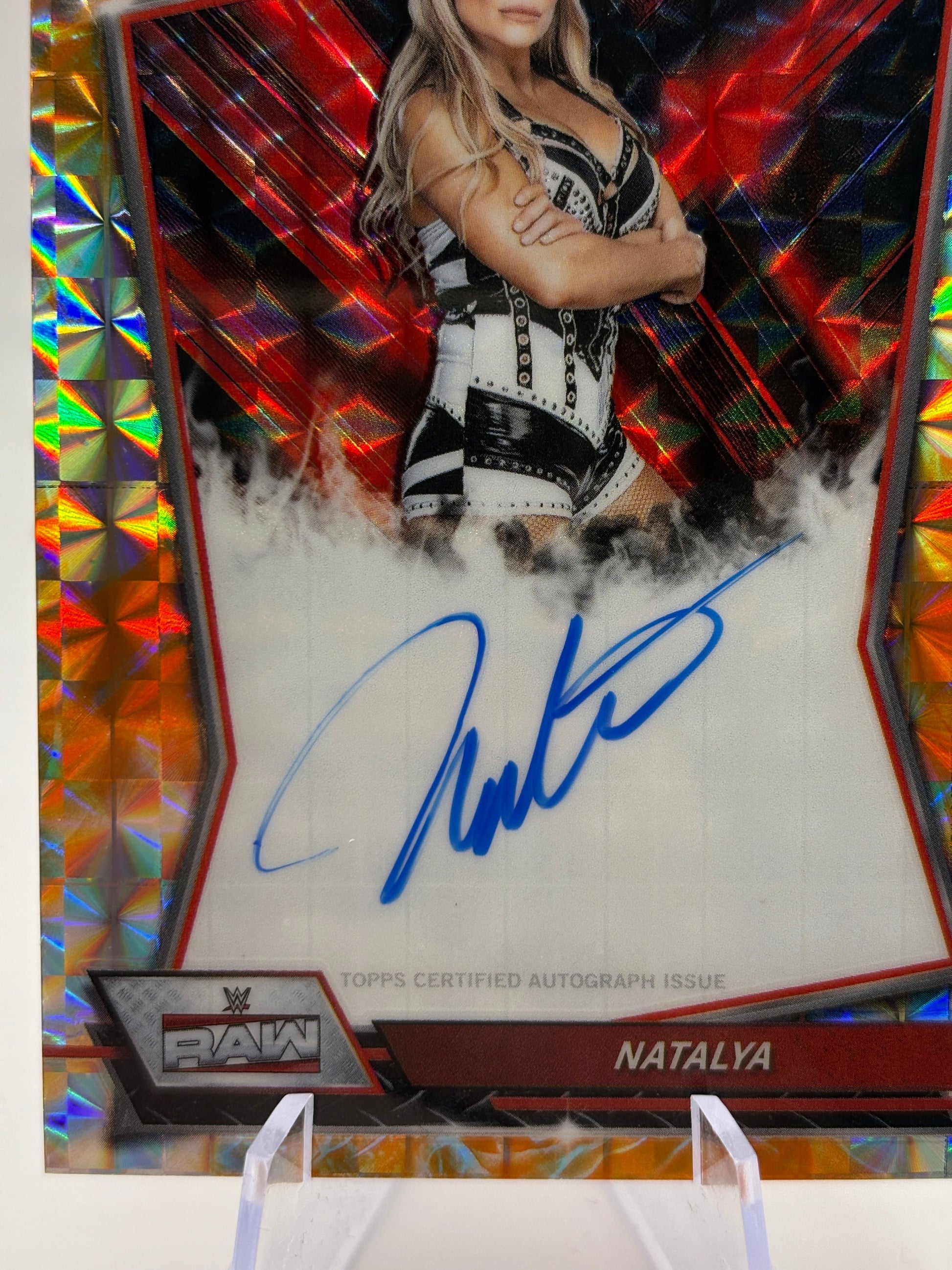 Natalya 2026 Topps Chrome WWE Orange Geometric Red Brand Auto /25 FRENLY BRICKS - Open 7 Days