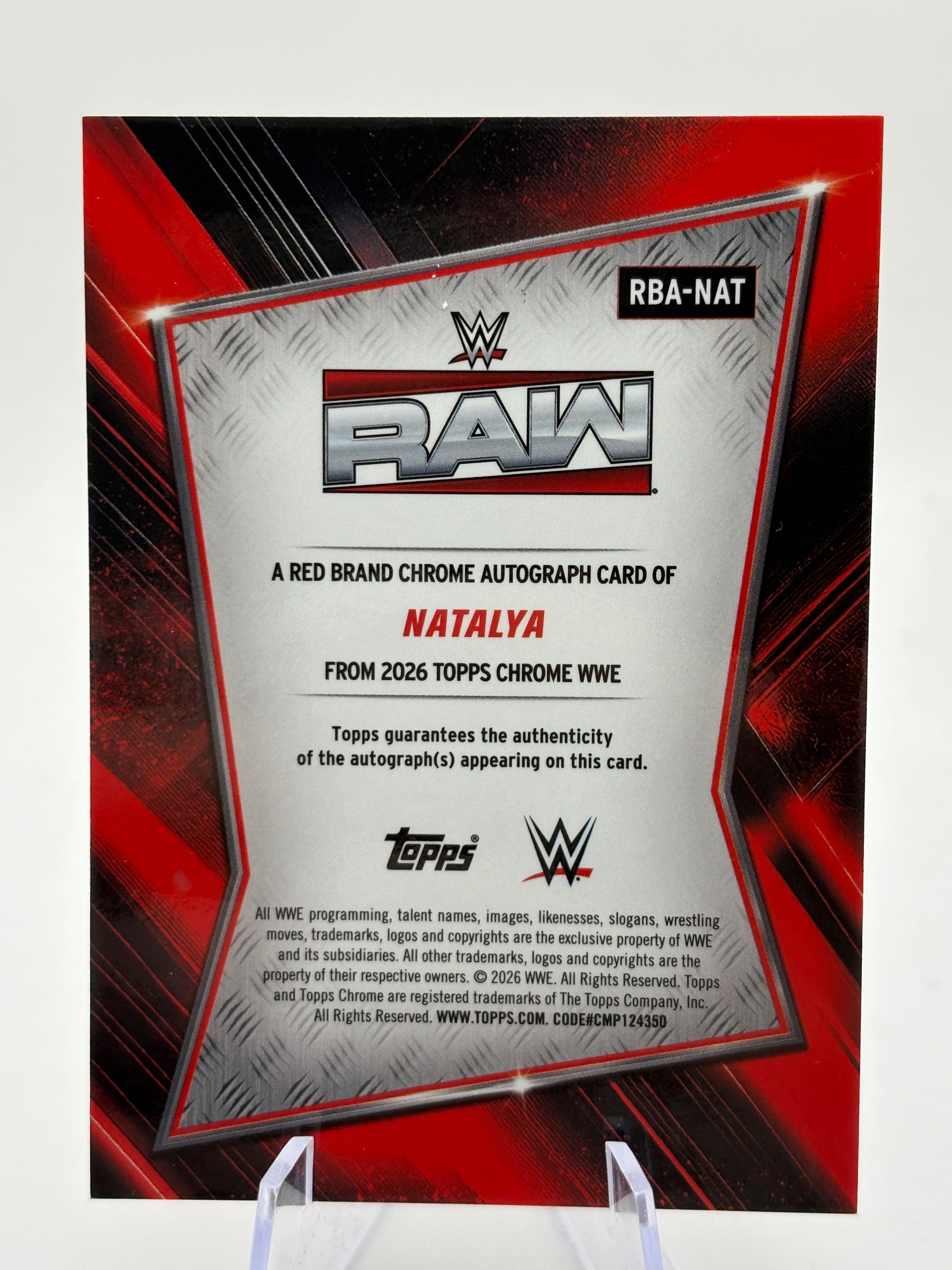 Natalya 2026 Topps Chrome WWE Orange Geometric Red Brand Auto /25 FRENLY BRICKS - Open 7 Days