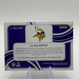 J.J. McCarthy 2024 Panini Immaculate #RJL-JMY Rookie Gloves Brand Logos /15 RC FRENLY BRICKS - Open 7 Days