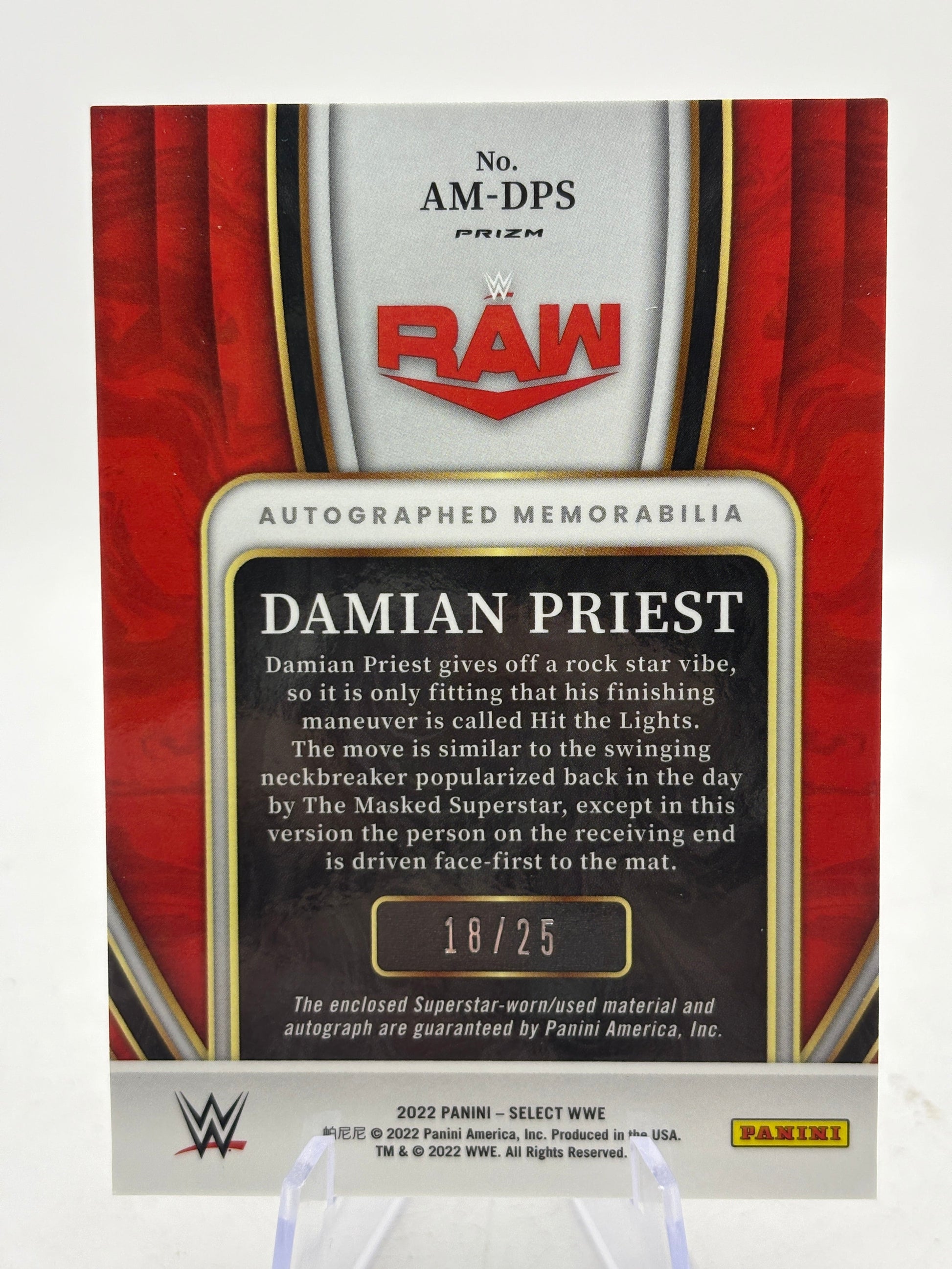 Damian Priest 2022 Panini Select WWE Autographed Memorabilia Auto Relic /25 FRENLY BRICKS - Open 7 Days