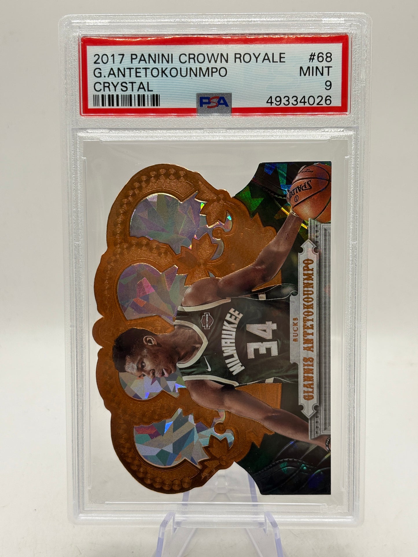 2017 Panini Crown Royale Giannis Antetokounmpo Crystal /99 PSA 9 Mint