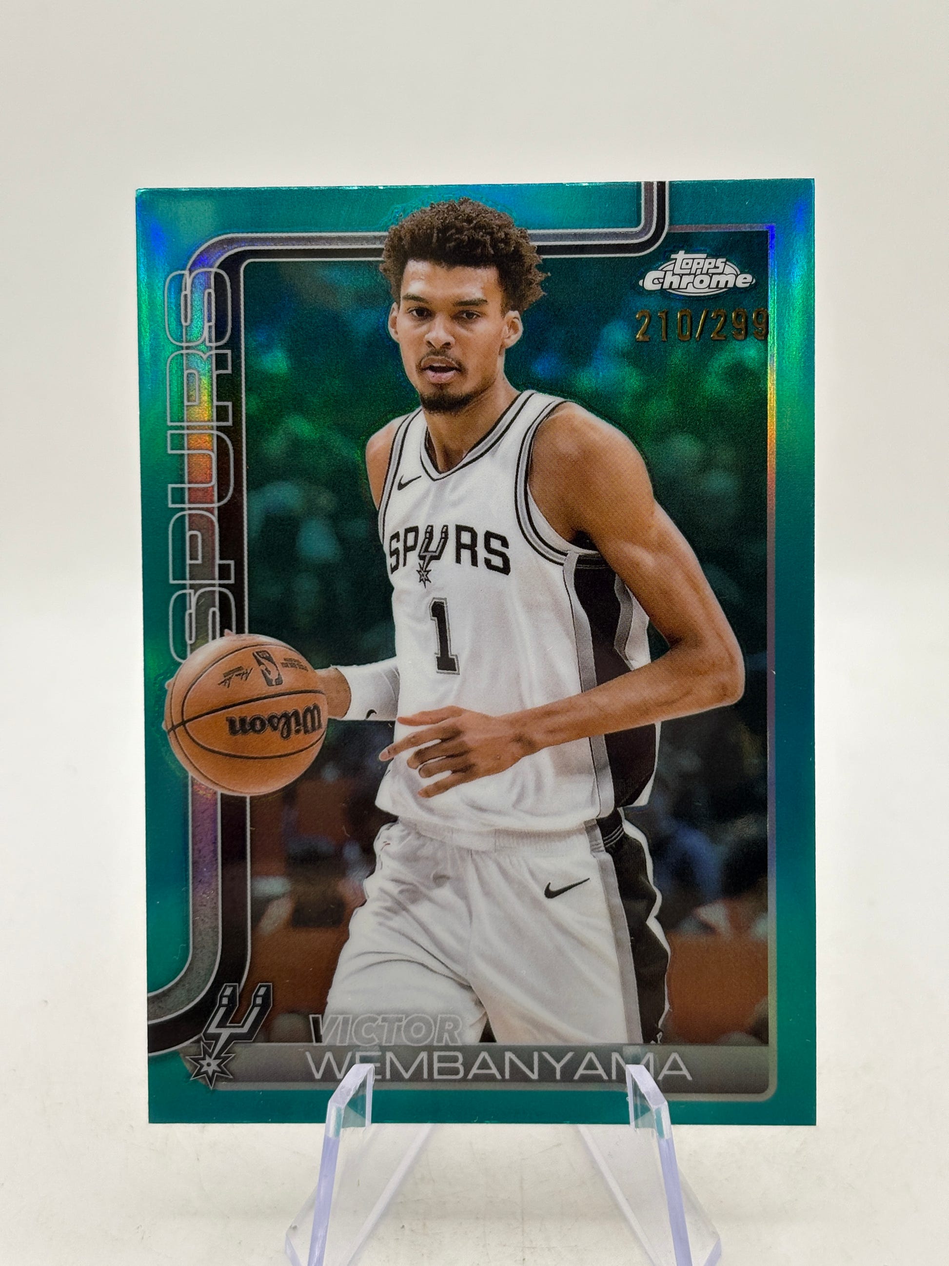 Victor Wembanyama 2025-26 Topps Chrome Aqua Refractor /299 #221 image 1