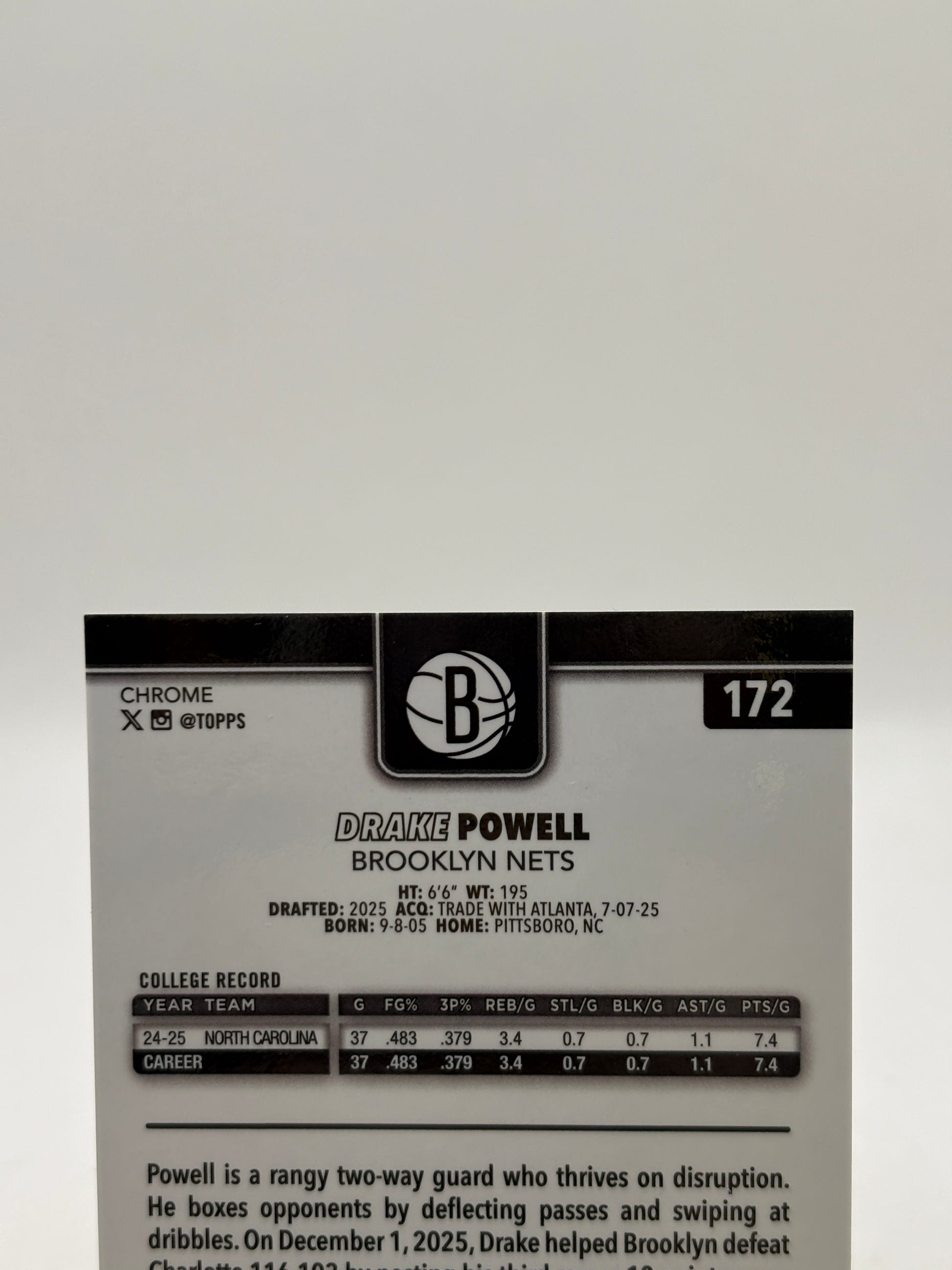 2026 Topps Chrome Update - Drake Powell #172 Gold Ray Wave Refractor /50 (RC) image 3