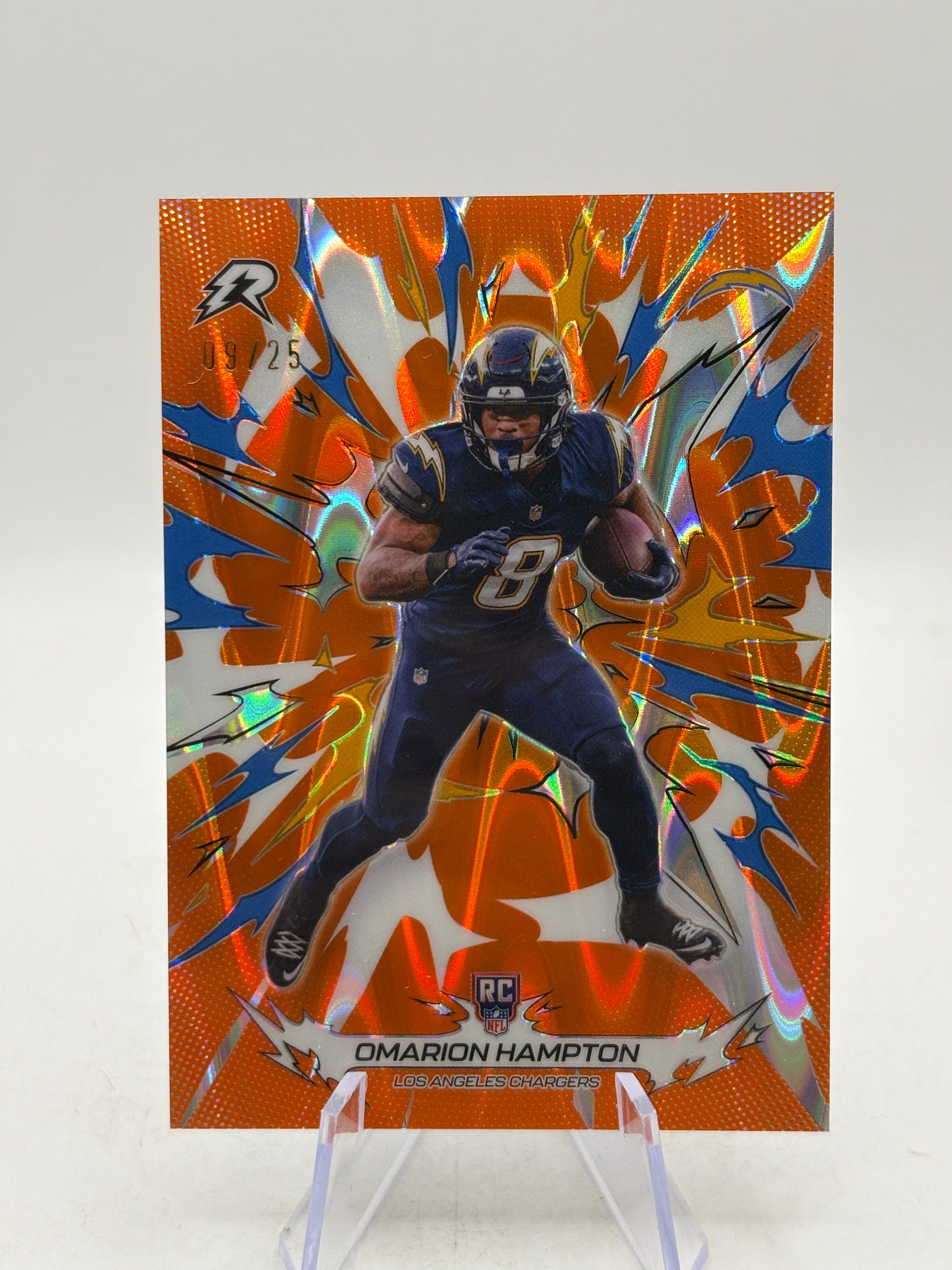 Topps 2025 Omarion Hampton Los Angeles Chargers #150 RC  /25 Ray Wave image 1