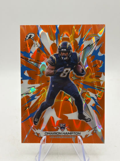 Topps 2025 Omarion Hampton Los Angeles Chargers #150 RC  /25 Ray Wave