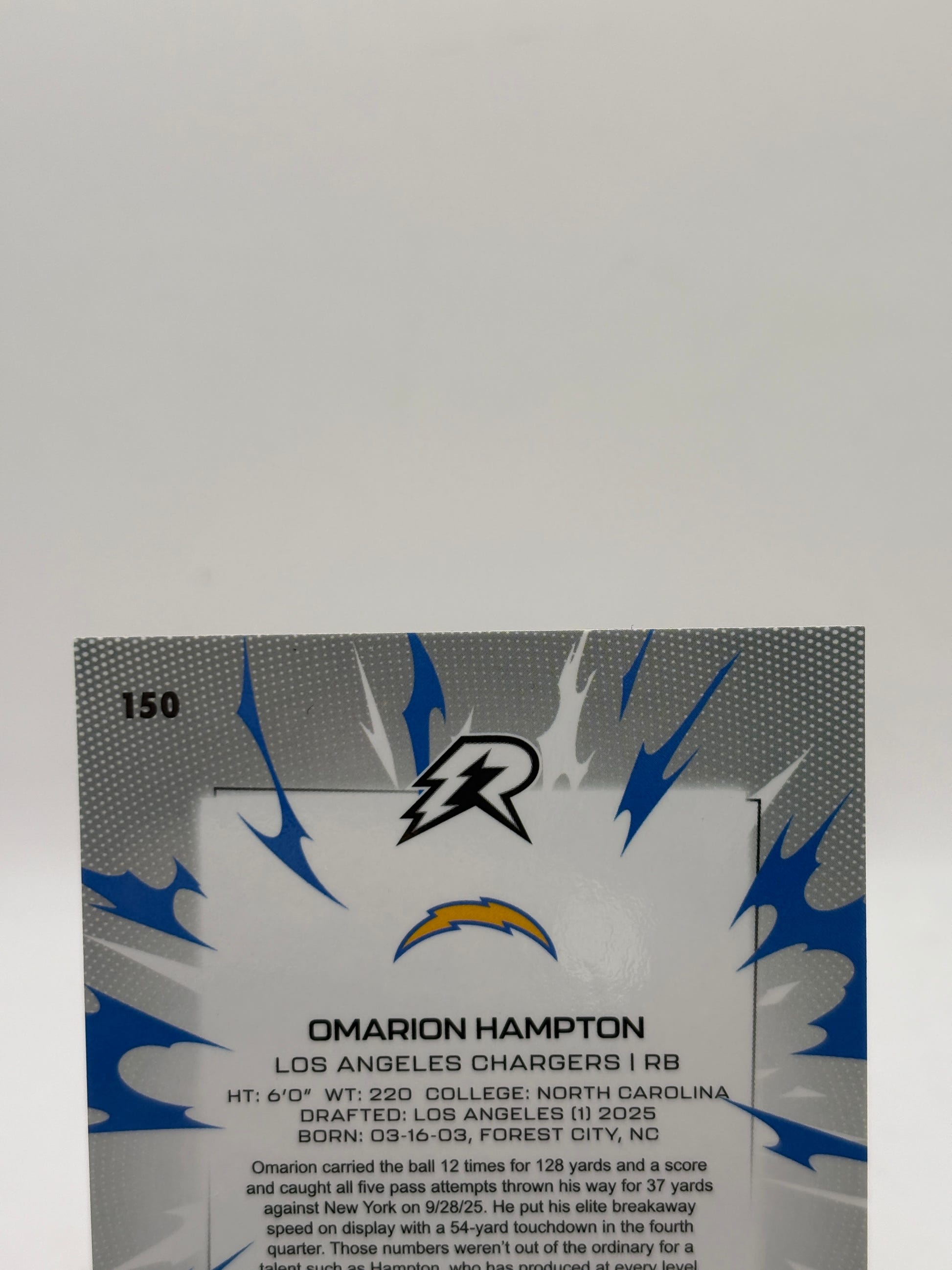 Topps 2025 Omarion Hampton Los Angeles Chargers #150 RC  /25 Ray Wave image 3