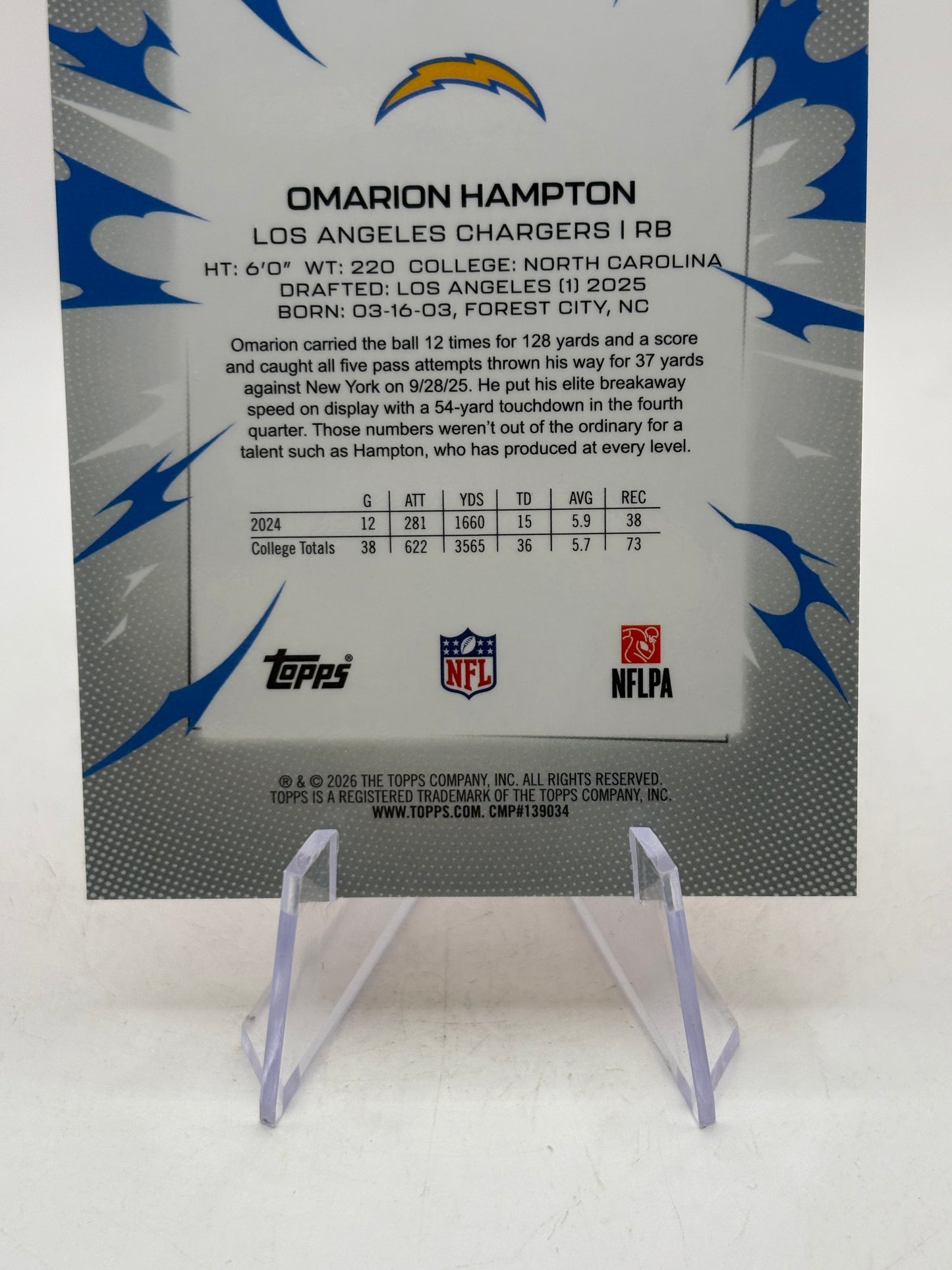 Topps 2025 Omarion Hampton Los Angeles Chargers #150 RC  /25 Ray Wave