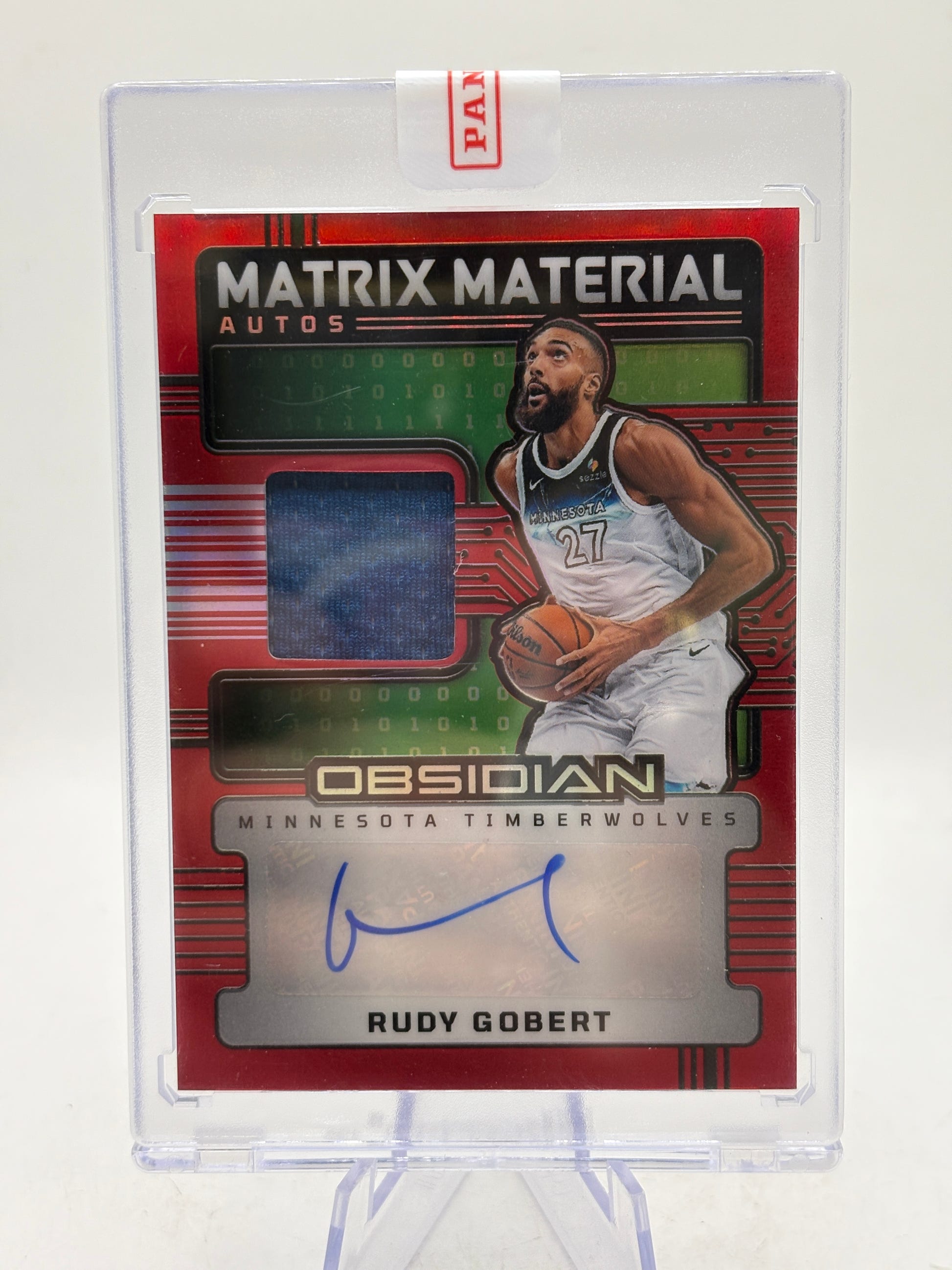 2024-25 Panini Obsidian Rudy Gobert Matrix Material Auto Red Game-Used Jersey image 1