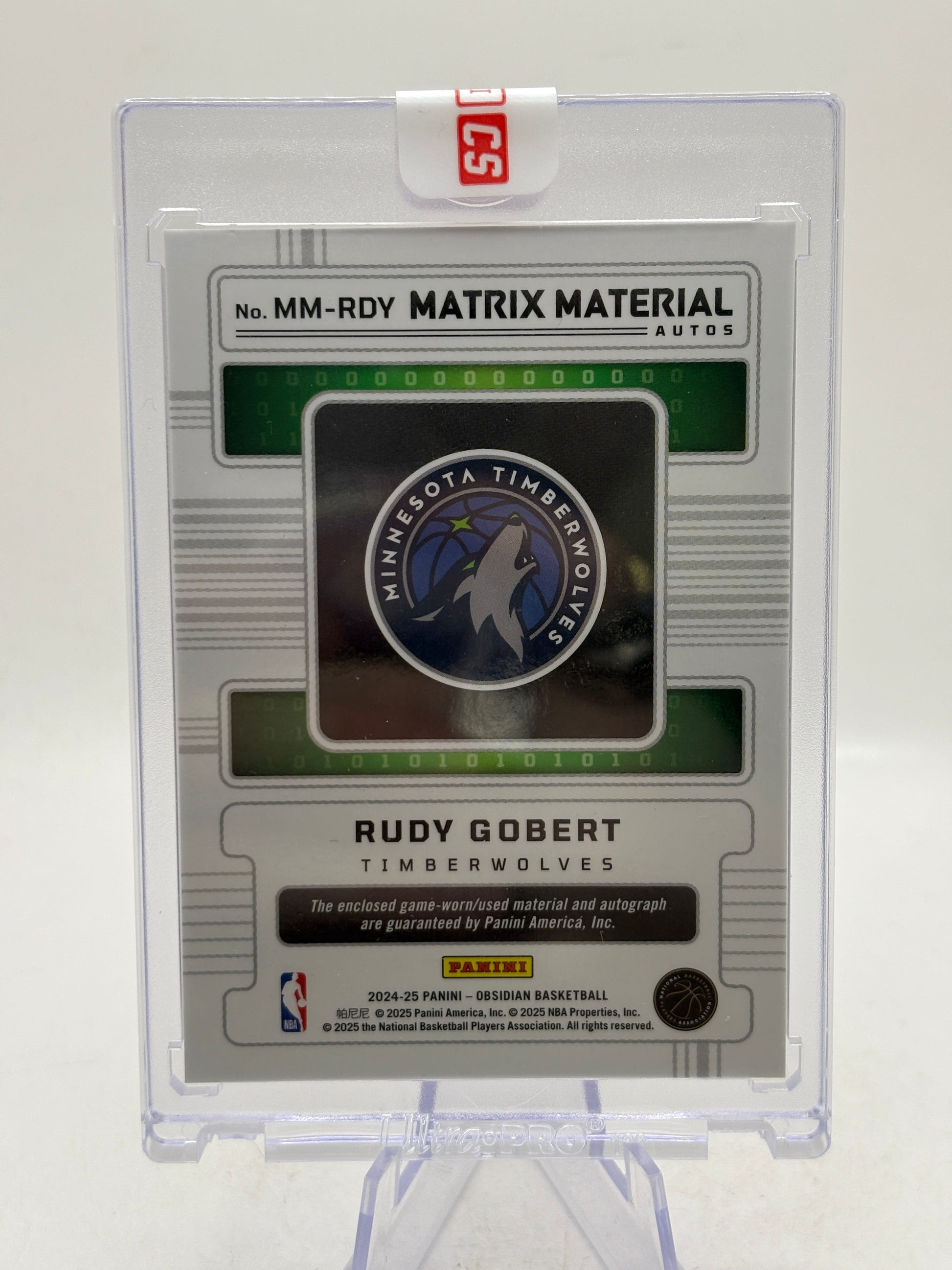 2024-25 Panini Obsidian Rudy Gobert Matrix Material Auto Red Game-Used Jersey image 2