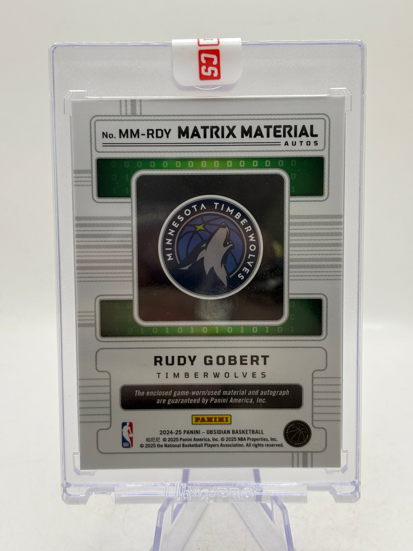 2024-25 Panini Obsidian Rudy Gobert Matrix Material Auto Red Game-Used Jersey