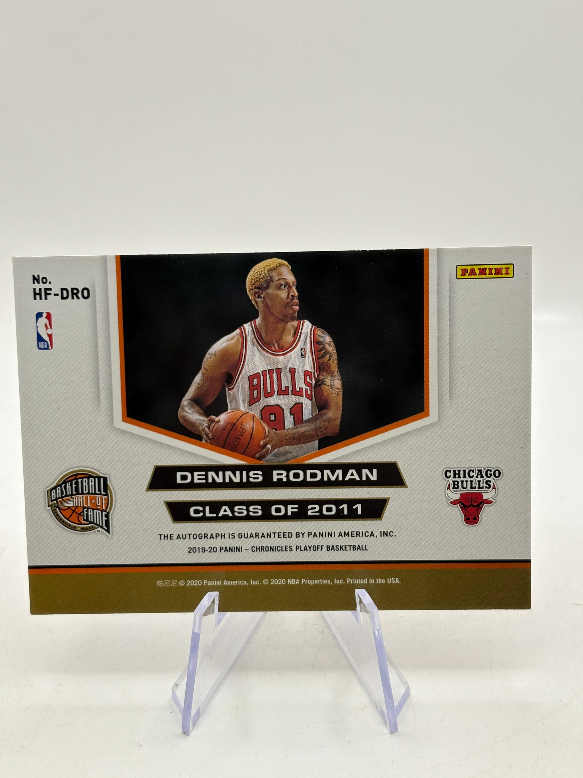 2019-20 Panini Chronicles Playoff Basketball HF-DRO Dennis Rodman Auto image 2
