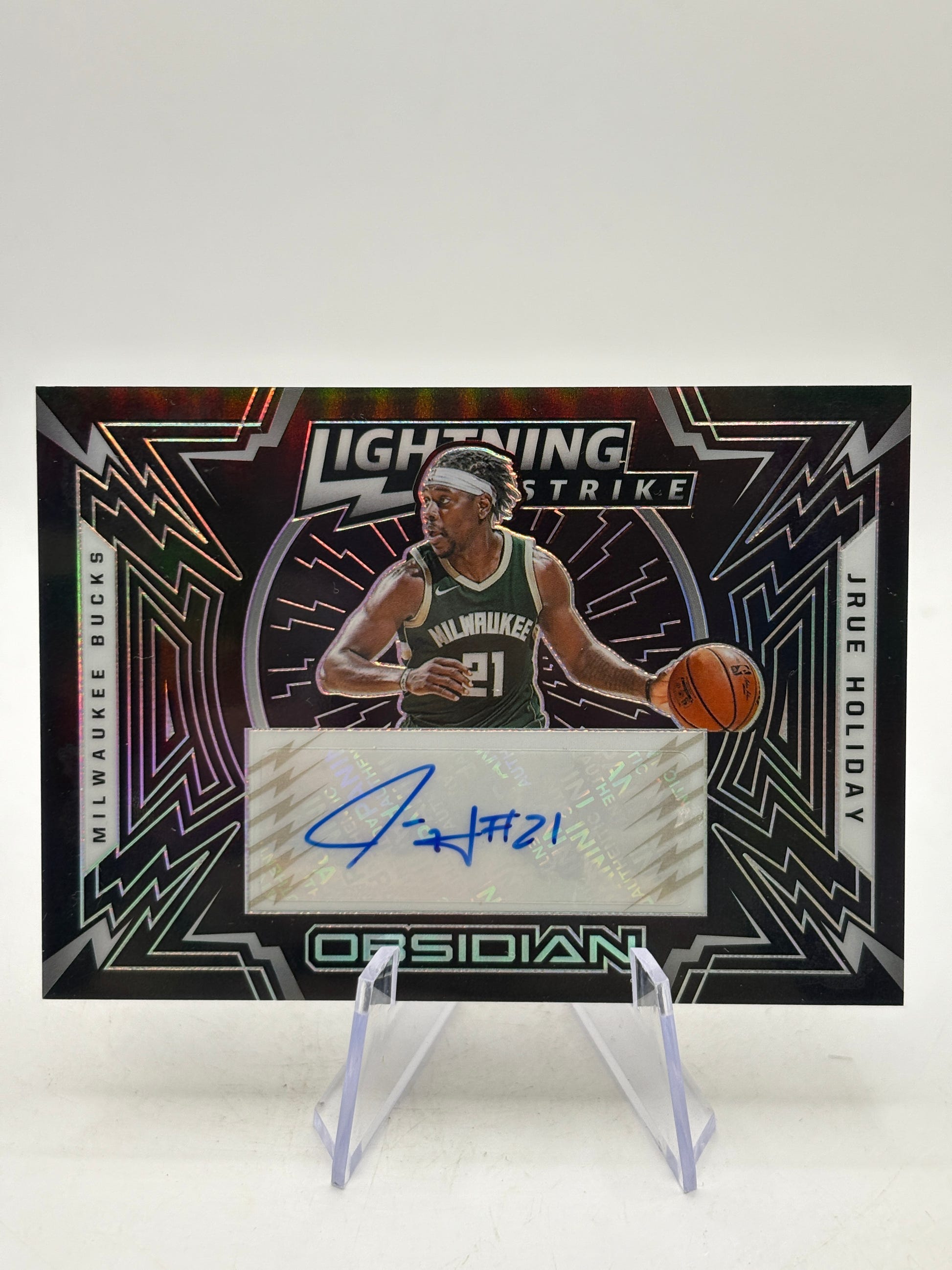 2020-21 Panini Obsidian Basketball LS-JRU Jrue Holiday Auto /99 image 1