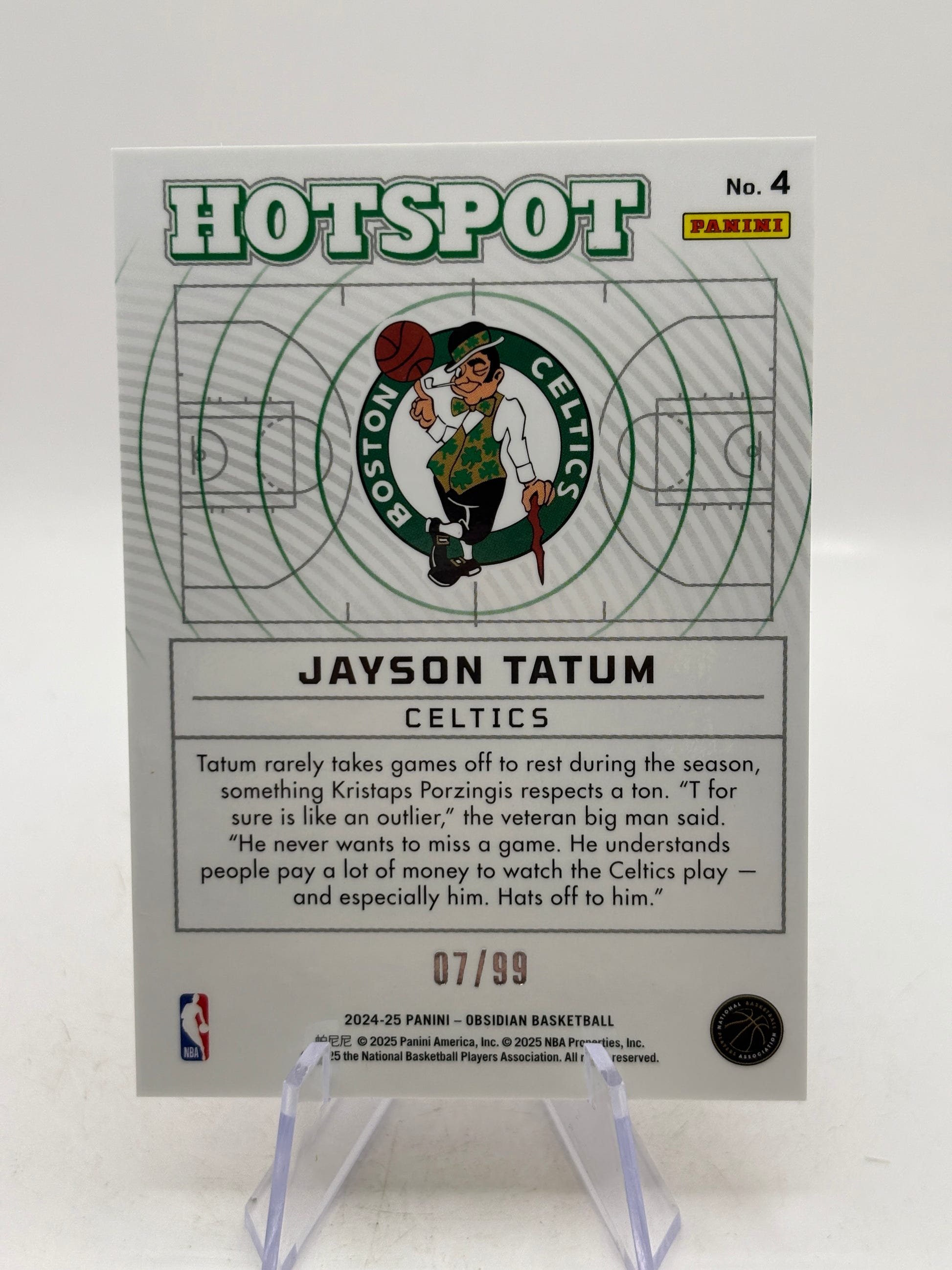 Jayson Tatum 2024-25 Panini Obsidian /99 Hotspot Orange Celtics #4 image 2