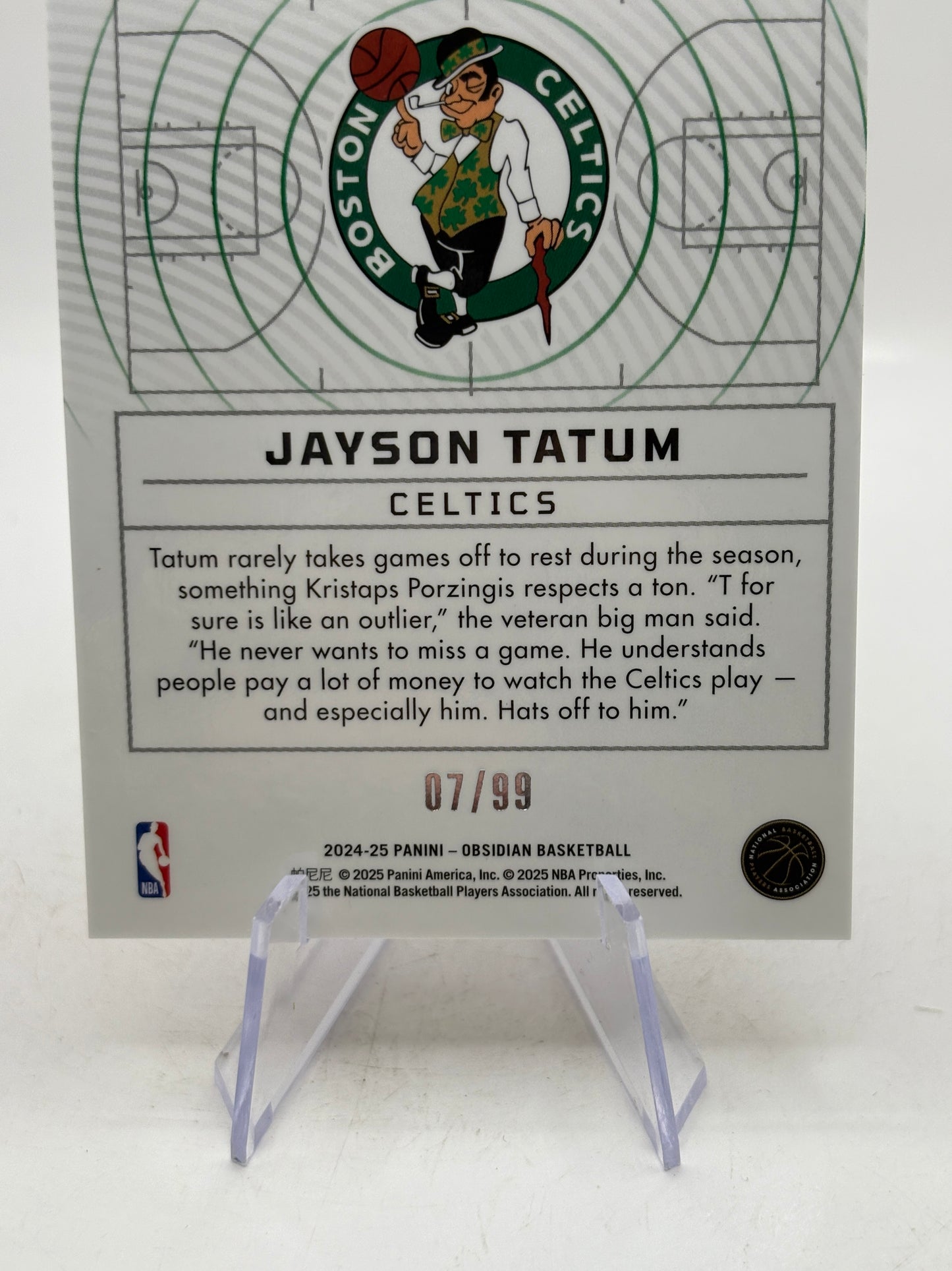 Jayson Tatum 2024-25 Panini Obsidian /99 Hotspot Orange Celtics #4