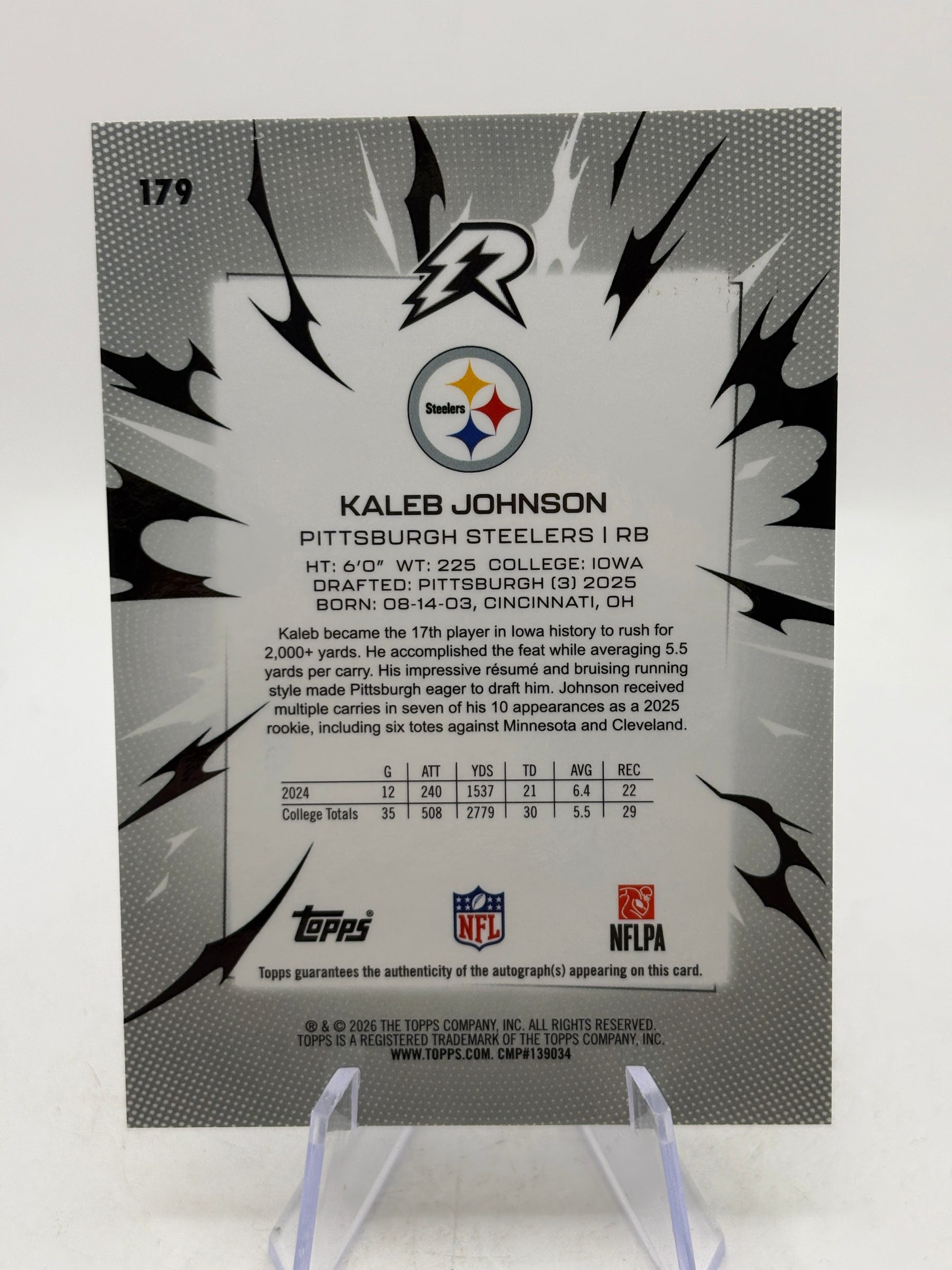 2025 Topps Resurgence Kaleb Johnson RC Auto /375 image 4