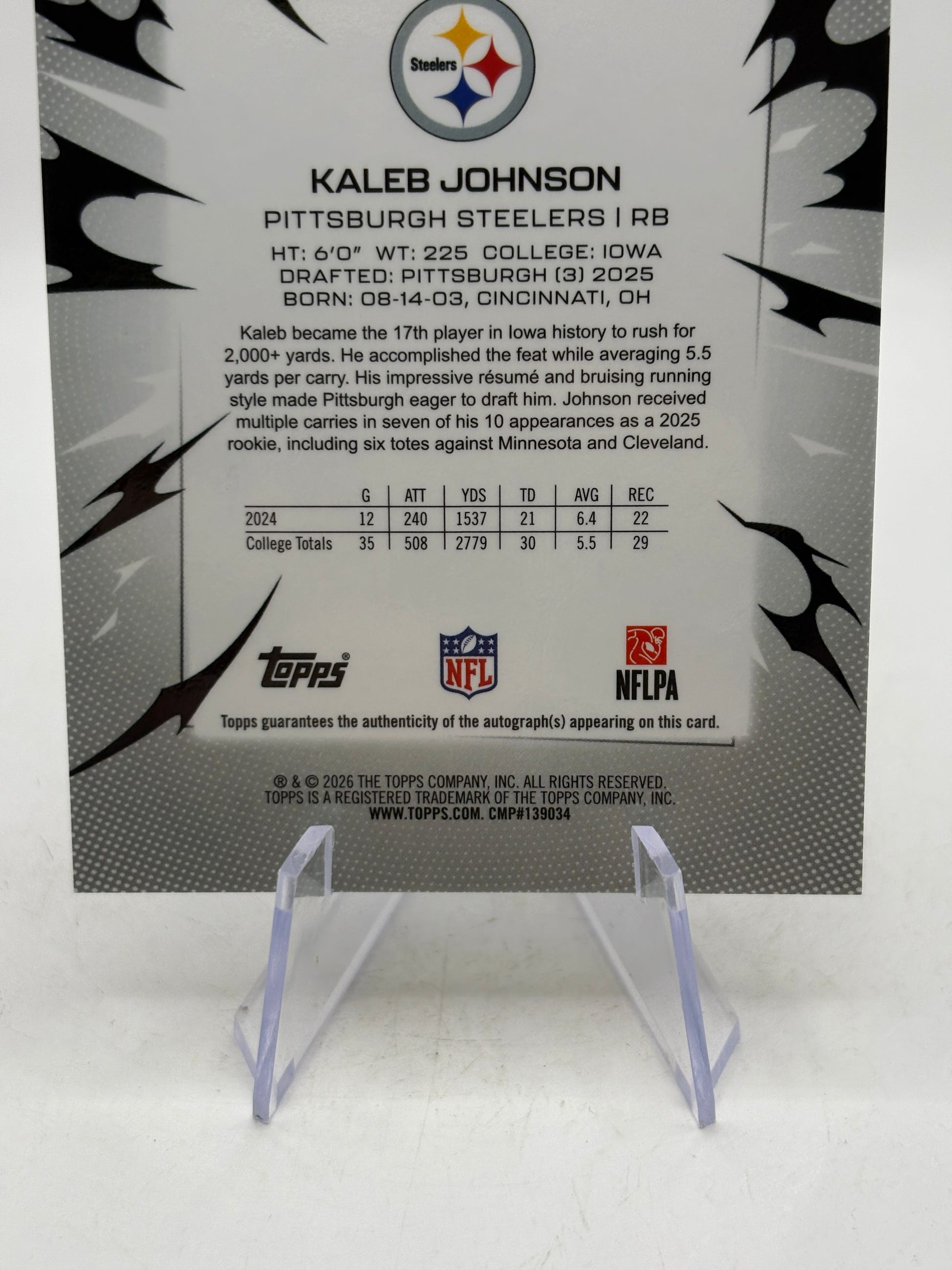 2025 Topps Resurgence Kaleb Johnson RC Auto /375 image 6