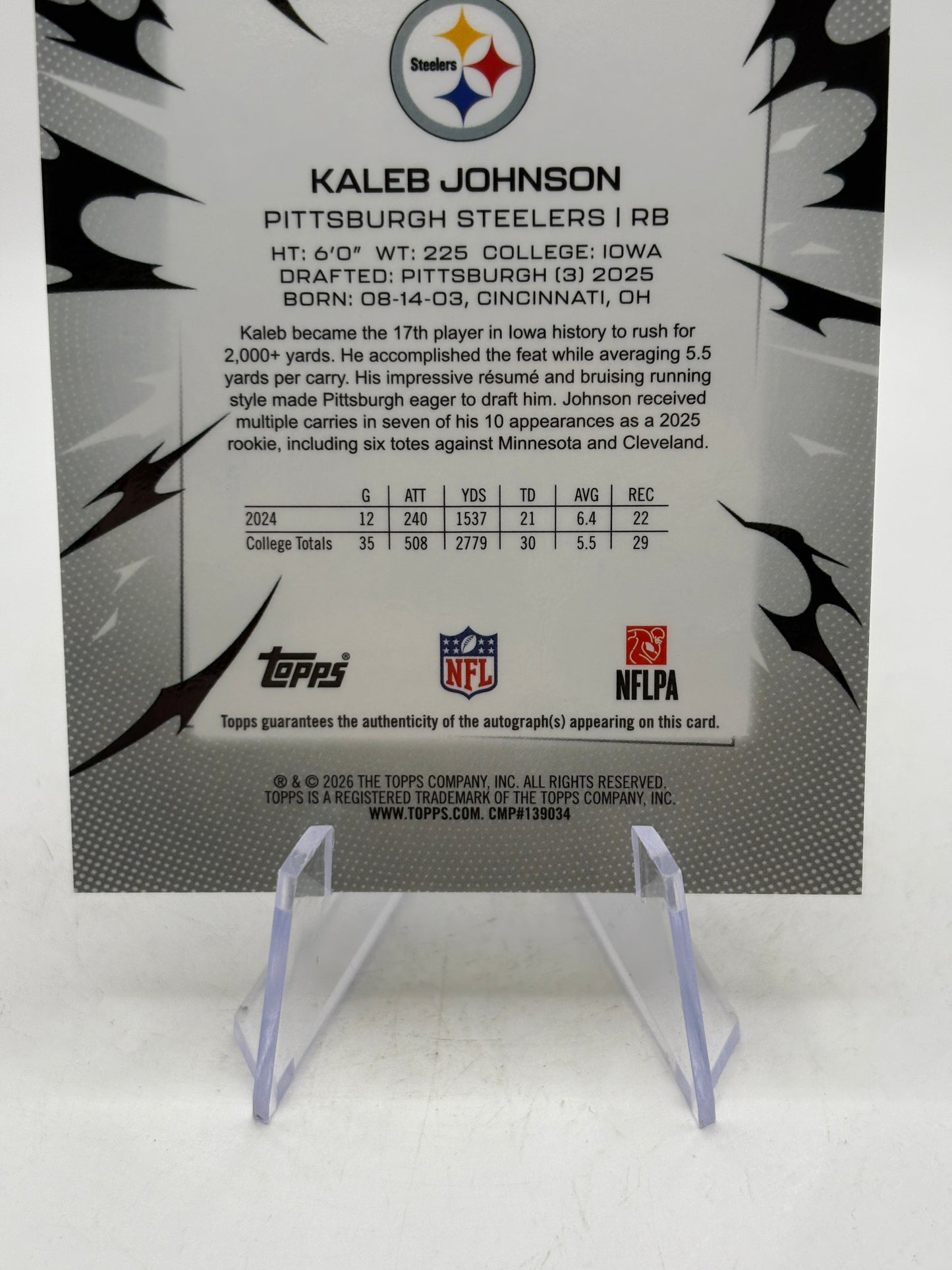 2025 Topps Resurgence Kaleb Johnson RC Auto /375