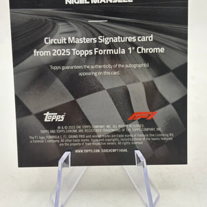 2025 Topps Chrome F1 Nigel Mansell Circuit Masters Signature Auto Gold /50 FRENLY BRICKS - Open 7 Days