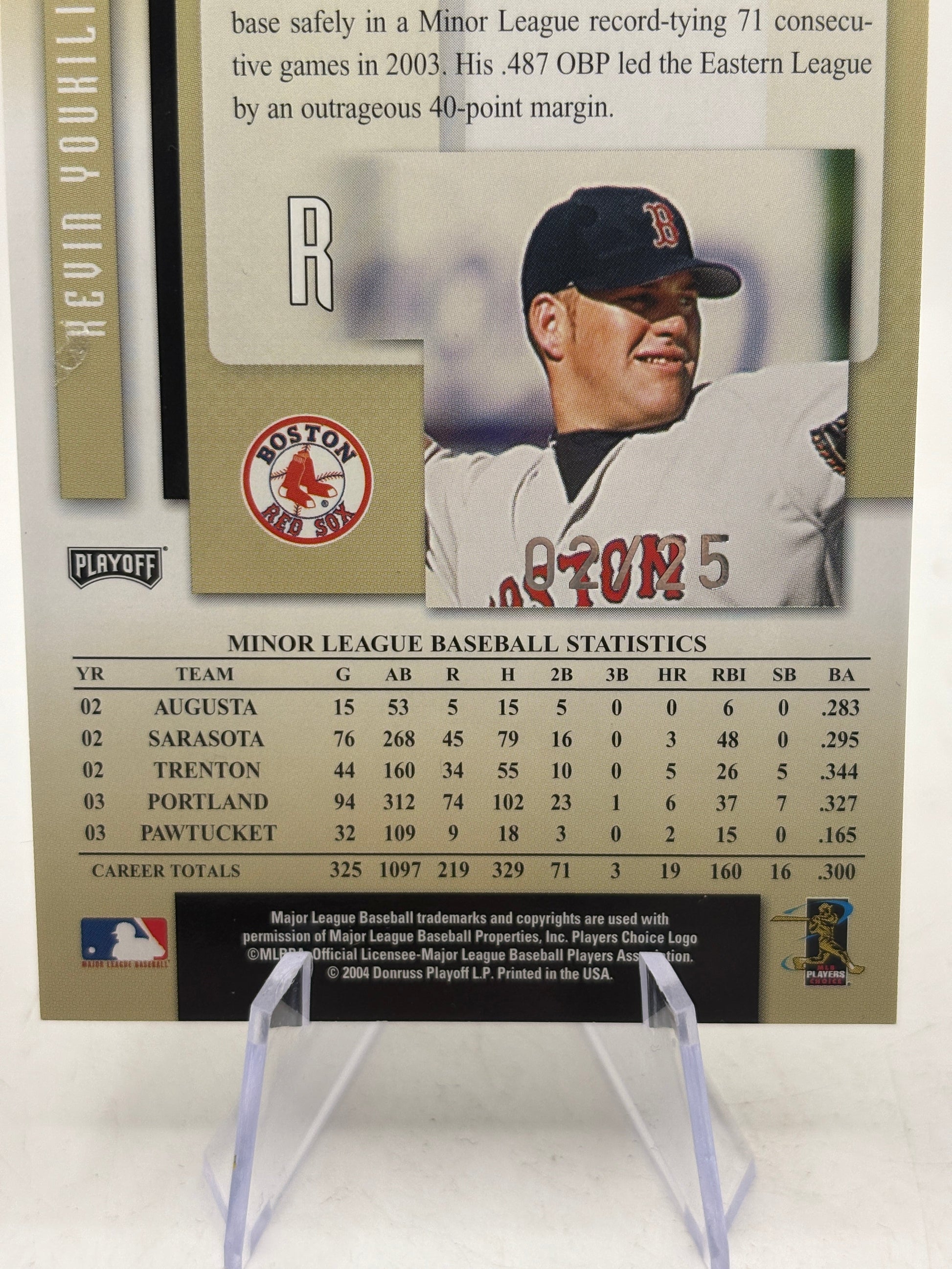 2004 Playoff Prestige Xtra Bases Black /25 Kevin Youkilis #32 Auto FRENLY BRICKS - Open 7 Days