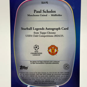 Topps Chrome 2024-25 UEFA Club - Paul Scholes Auto SLA-PS /10 Purple FRENLY BRICKS - Open 7 Days