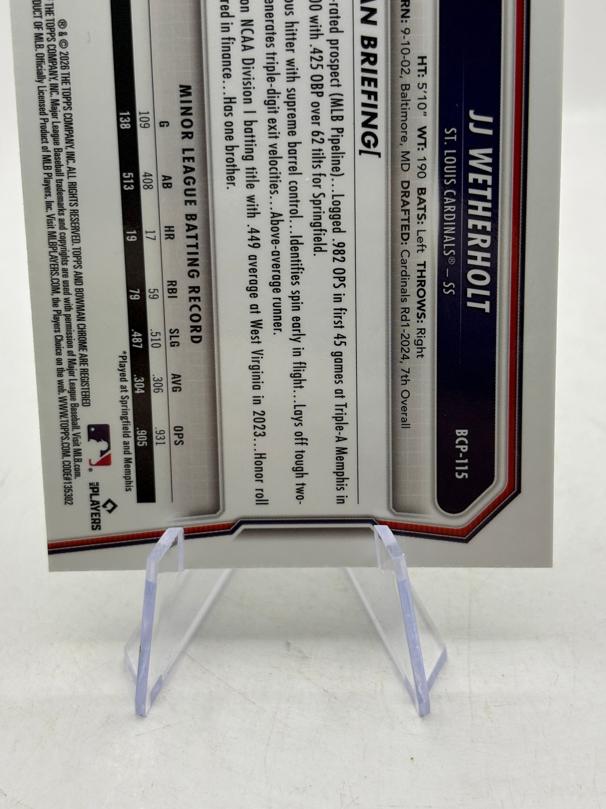 2026 Bowman Chrome JJ Wetherholt Green Geometric /99 #BCP-115 CARDINALS FRENLY BRICKS - Open 7 Days