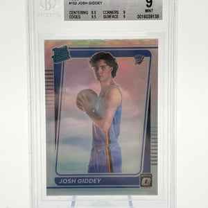 2021-22 Donruss Optic Holo #152 Josh Giddey Beckett 9 MINT FRENLY BRICKS - Open 7 Days