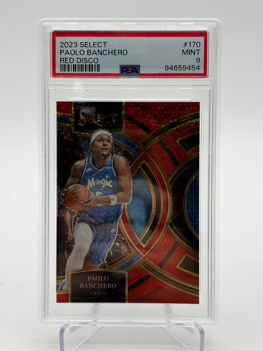 2023 Panini Select Premier Level Red Disco Prizm /49 Paolo Banchero PSA 9 MINT FRENLY BRICKS - Open 7 Days