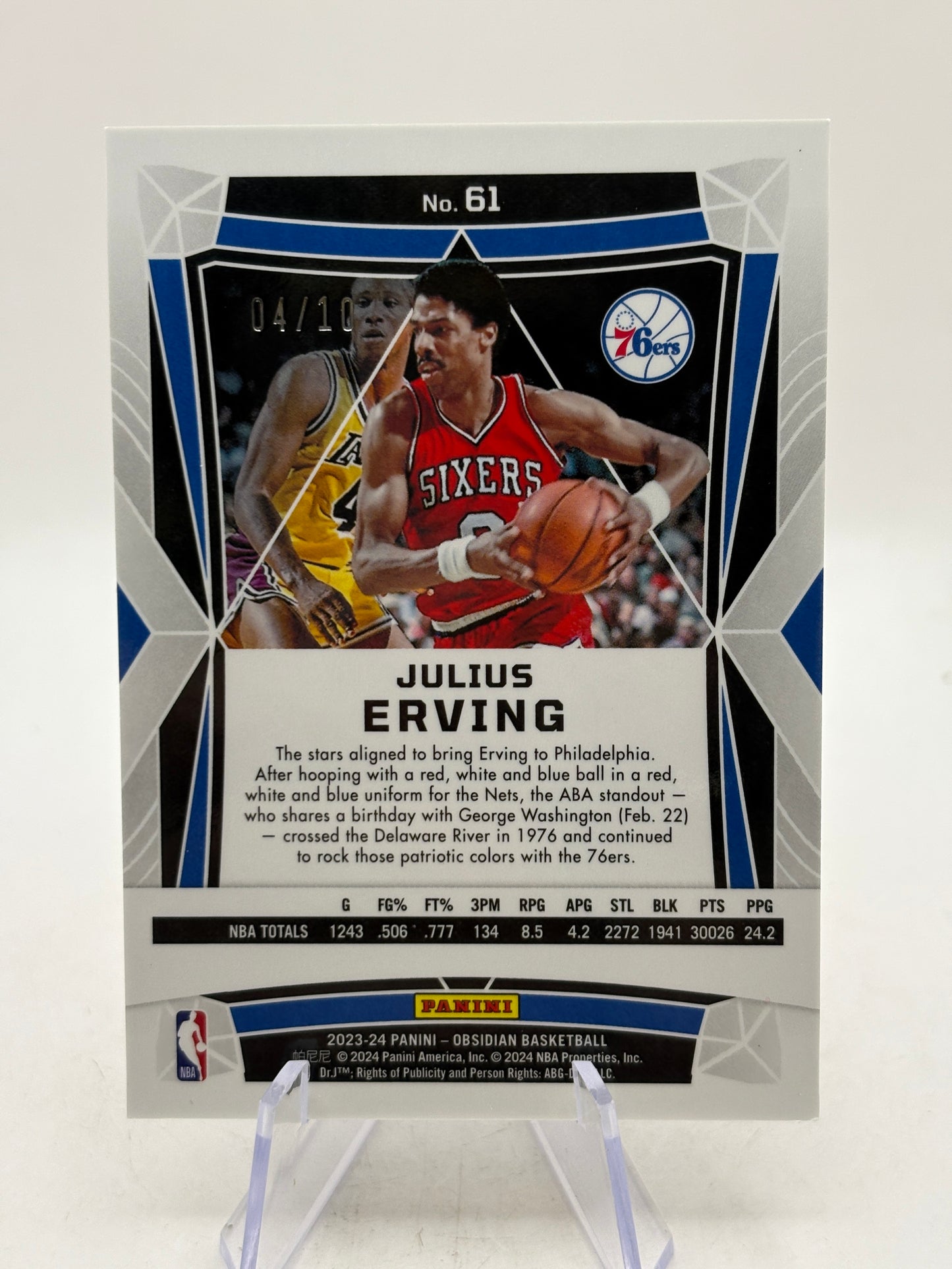 2023-24 Panini Obsidian Basketball #61 Julius Irving 04/10 Mojo