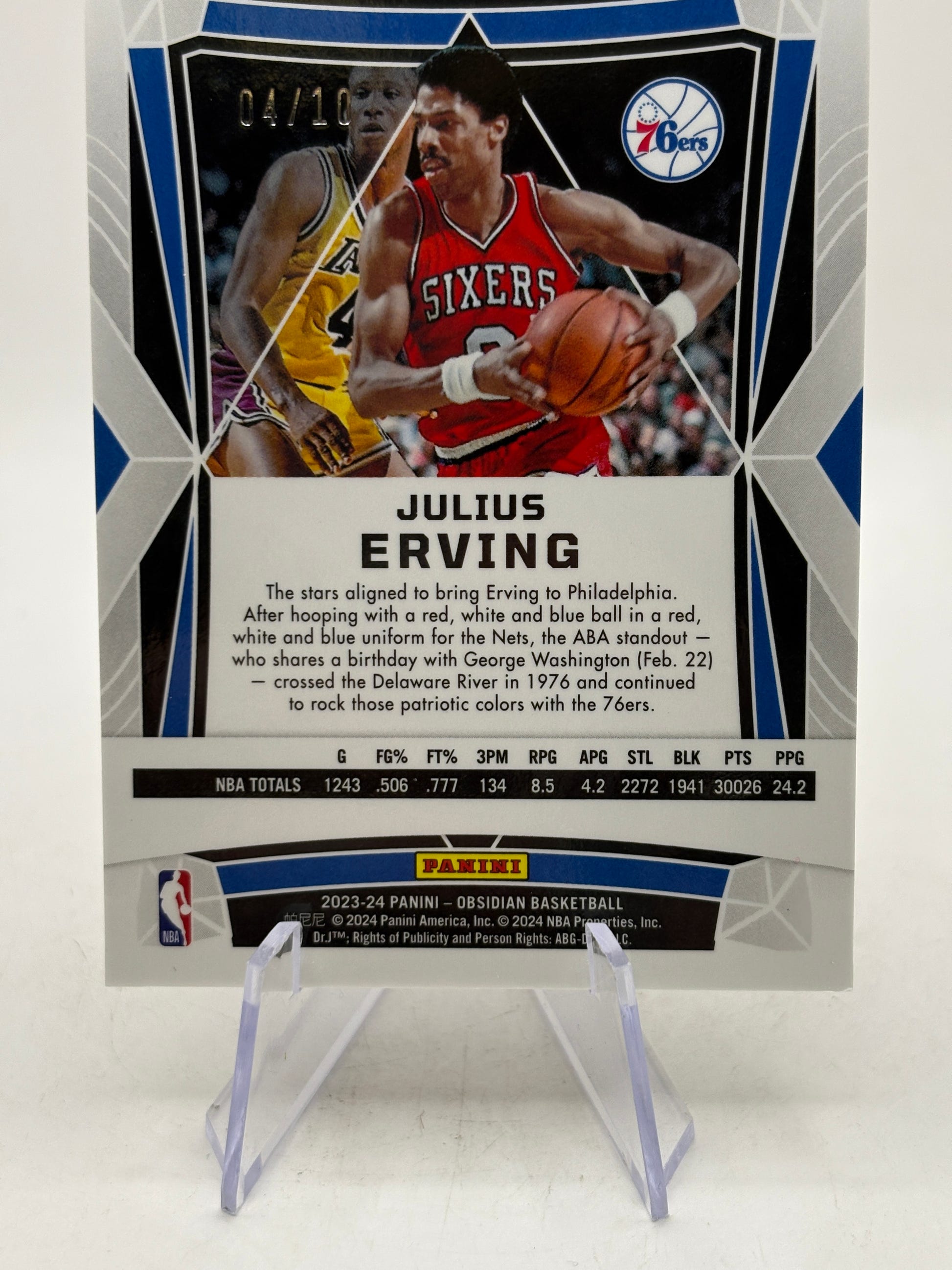 2023-24 Panini Obsidian Basketball #61 Julius Irving 04/10 Mojo image 4